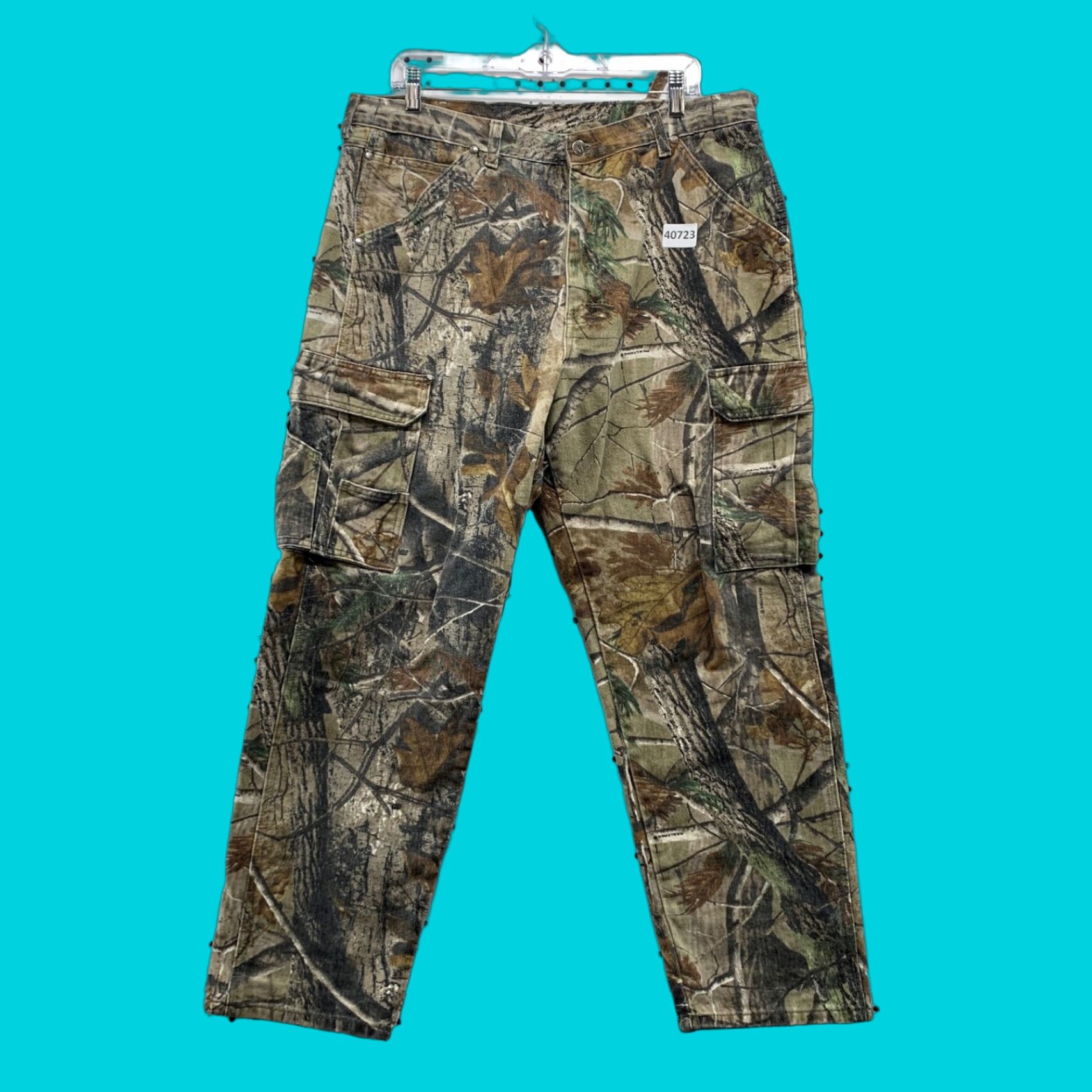 Wrangler Cavas Camp Cargo Pant Mens Size 38x30 Camouflage Outdoor Jeans Camouflage Nature Mens