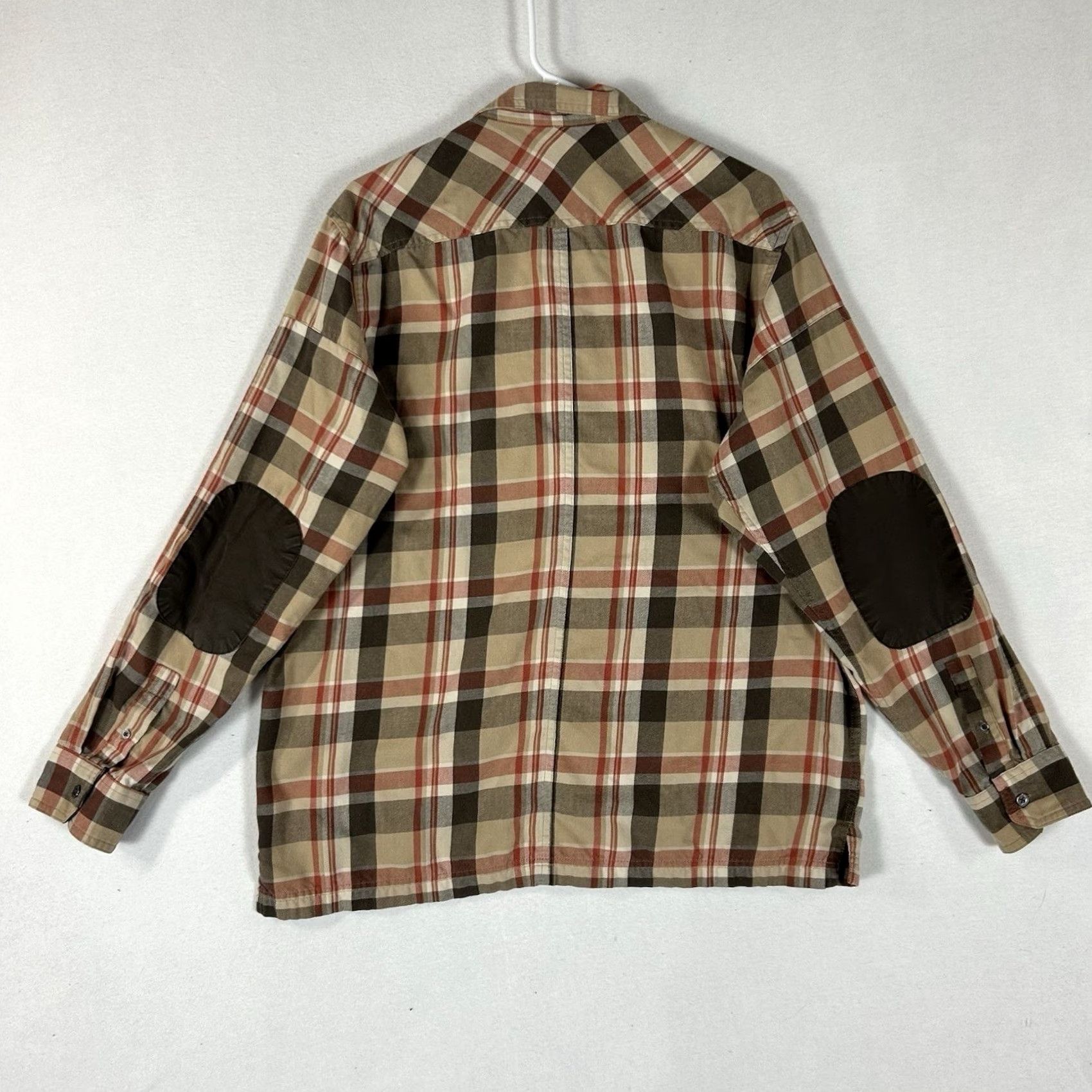 Wrangler Wrangler Button-Up Shirt Mens L Brown Plaid Long Sleeve Elbow Patch Carded Collared All Seasons Heritage Button Up Size US L / EU 52-54 / 3 - 5 Thumbnail