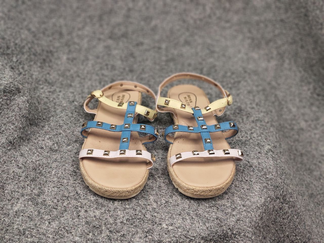 Miss Sixty Miss Sixty Gladiator Sandals Blue Beige Women's Shoes Y2K Size US 7 / IT 37 - 2 Thumbnail