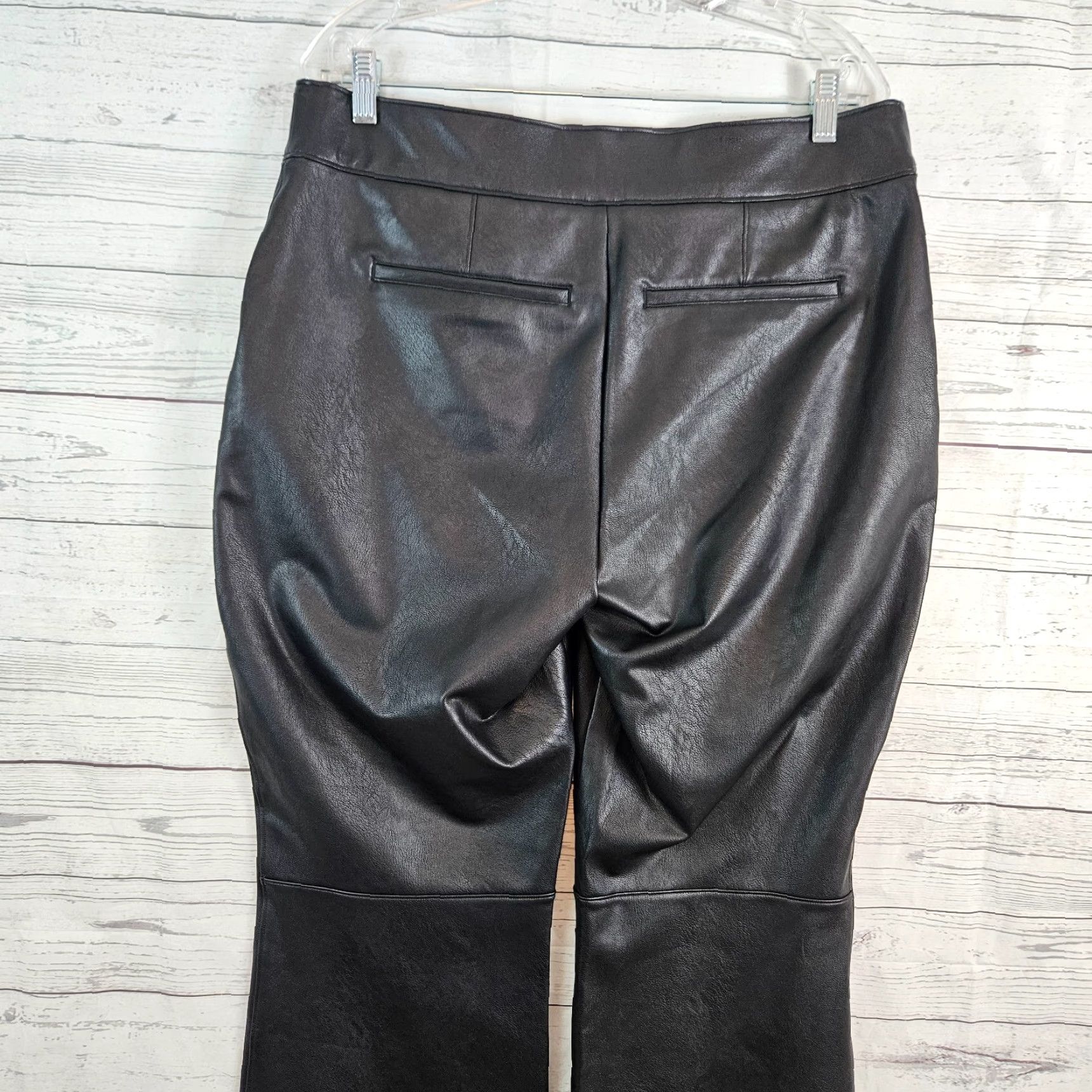 Spanx Spanx Womens Faux Leather Kick Flare Pants 1X Black High Rise Pull On Pants Womens Black 1X Flared Cropped 26in Inseam High Rise Pull On Spanx Size 40" / US 18 - 4 Thumbnail