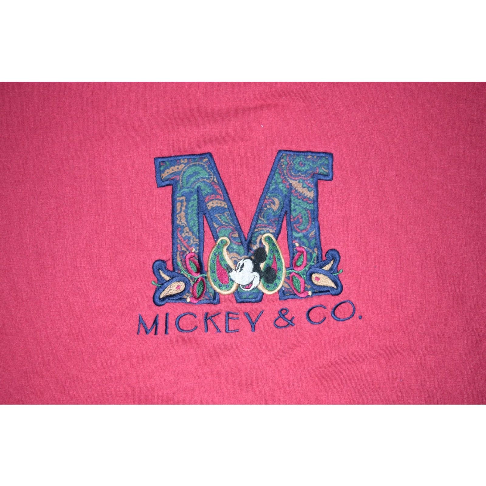 Disney VINTAGE Disney Mickey & Co Sweatshirt Pullover Adult Large Burgundy Paisley Embroidered Mens Size US L / EU 52-54 / 3 - 2 Thumbnail