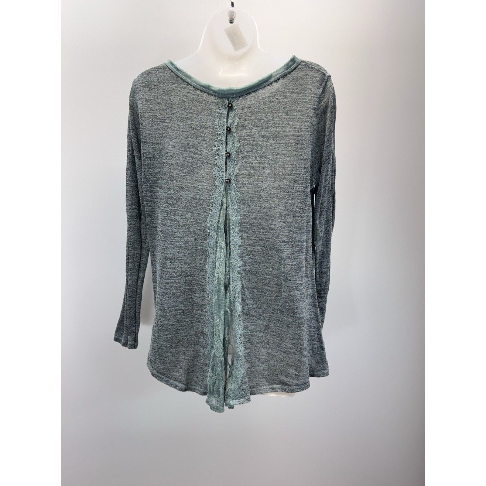 Other Xhilaration Womens L Gray Long Sleeve Blouse Size L / US 10 / IT 46 - 3 Thumbnail