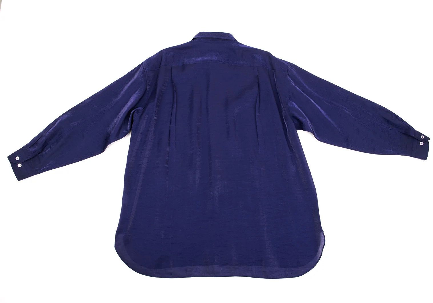 Issey Miyake Shiny Rayon-Nylon Long Sleeve Shirt in Blue, Size L Size US L / EU 52-54 / 3 - 14 Thumbnail