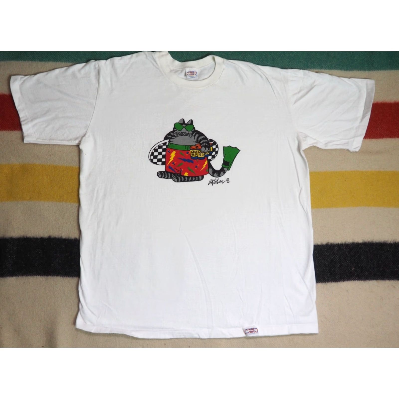 Vintage VINTAGE Crazy Shirts White Tee T-Shirt Mens XL 80s 90s Graphic Surf Hawaii Lolo Beer Car Art Size US XL / EU 56 / 4 - 2 Thumbnail