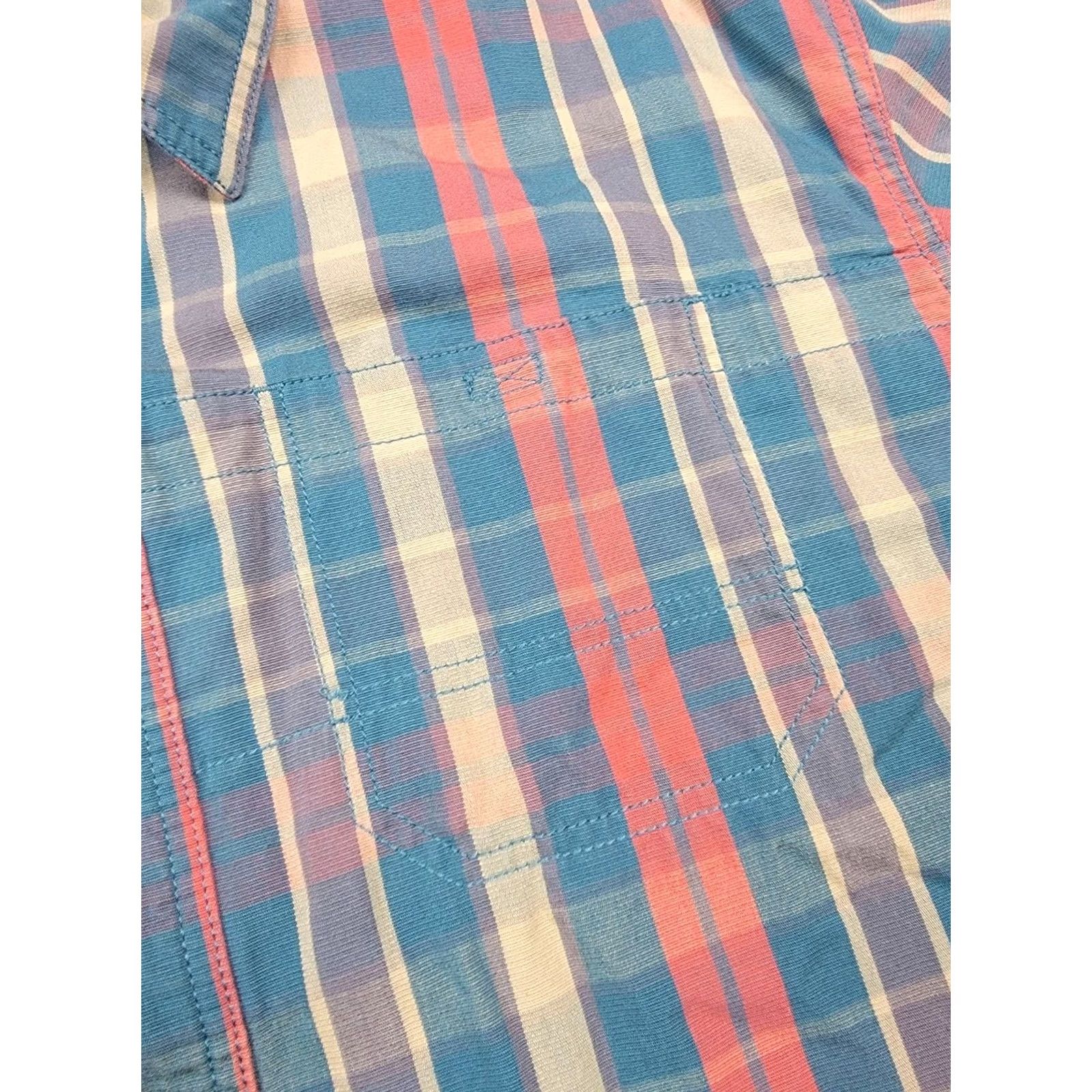 Vintage L.L. Bean Katahdin Iron Works Shirt Mens 2XL Blue Orange Plaid Elbow Patches Button-Up Casual Travel Workwear Set Size US XXL / EU 58 / 5 - 7 Thumbnail