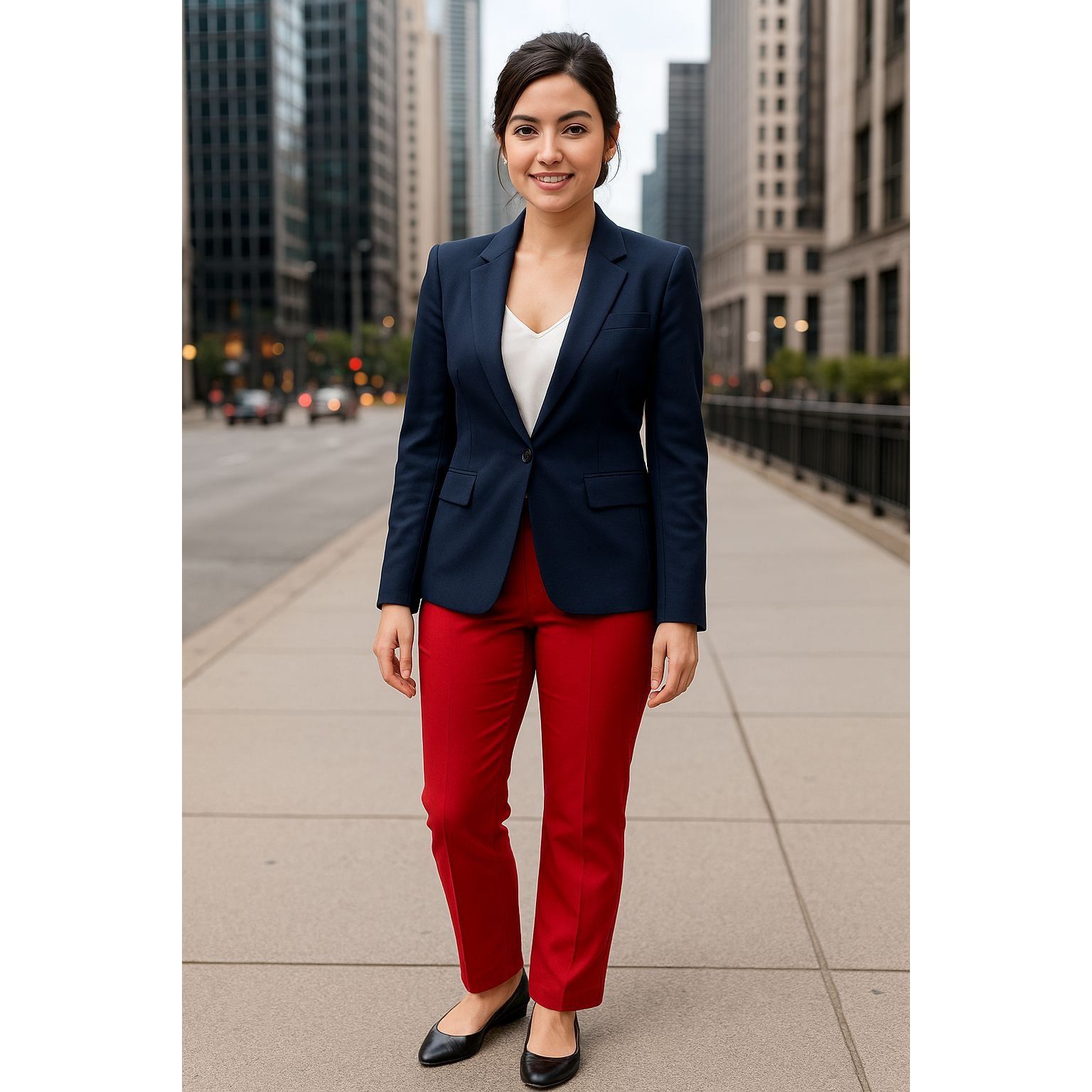 Other 7th Avenue Design Studio Medium Red Pants Bold Chic Trousers Size 30" / US 8 / IT 44 - 2 Thumbnail