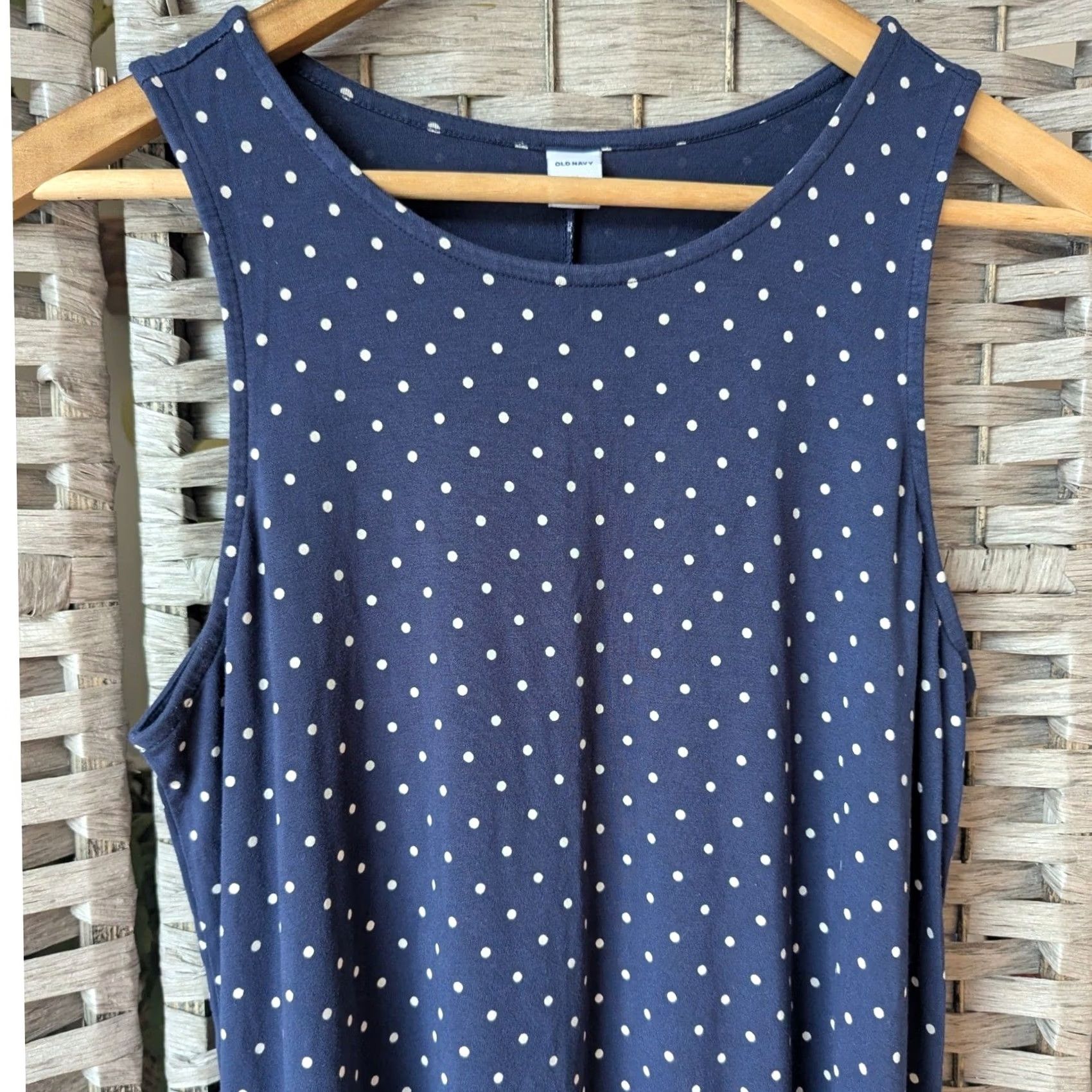 Old Navy Old Navy Womens Navy Blue White Polka Dot Sleeveless Swing Dress Sz M Nautical Shirt Dress Womens M Blue Polka Dot Casual Summer Genders: Womens Size M / US 6-8 / IT 42-44 - 2 Thumbnail