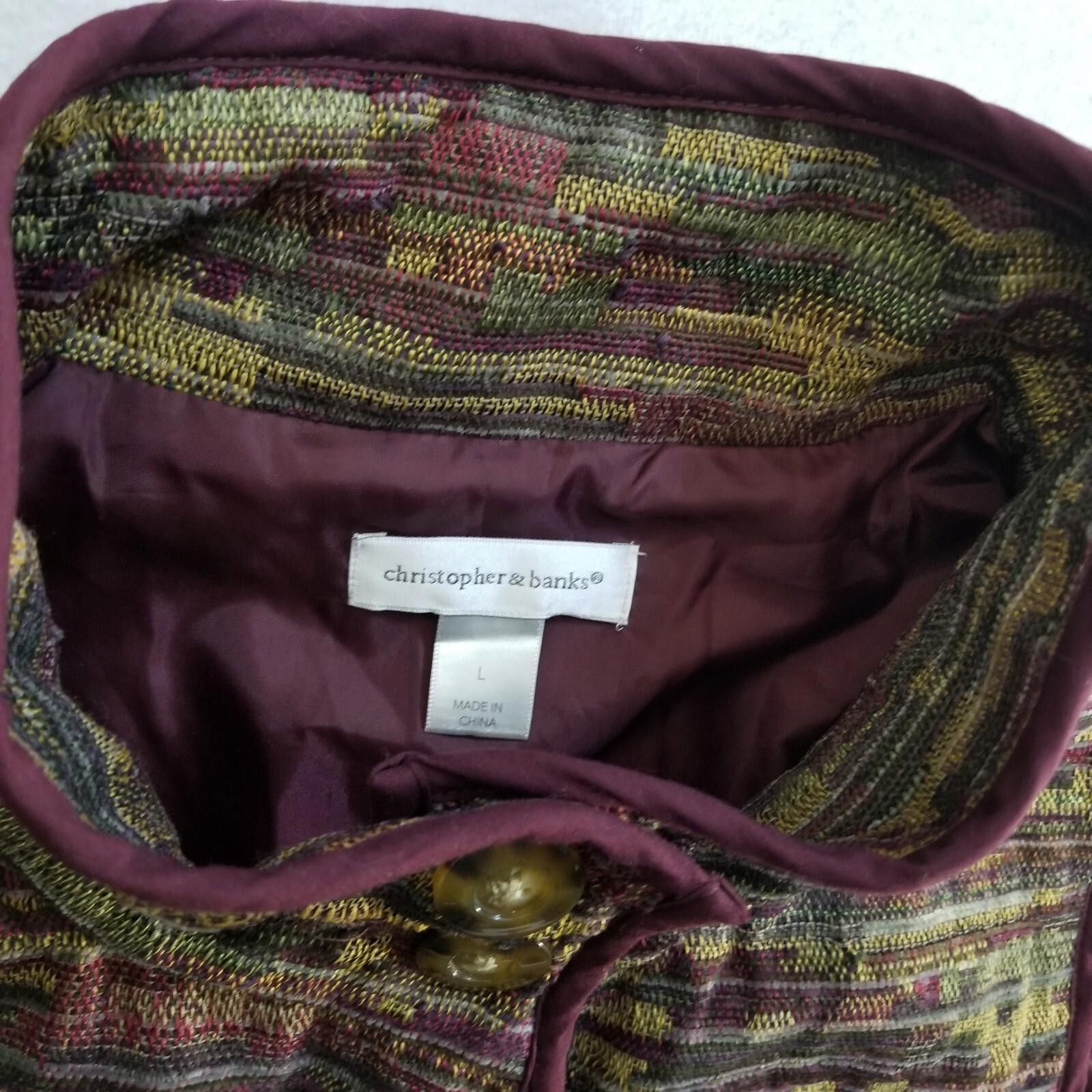 Designer Christopher Banks Large Maroon Lined Sweater Vest Fast Ship Size L / US 10 / IT 46 - 2 Thumbnail