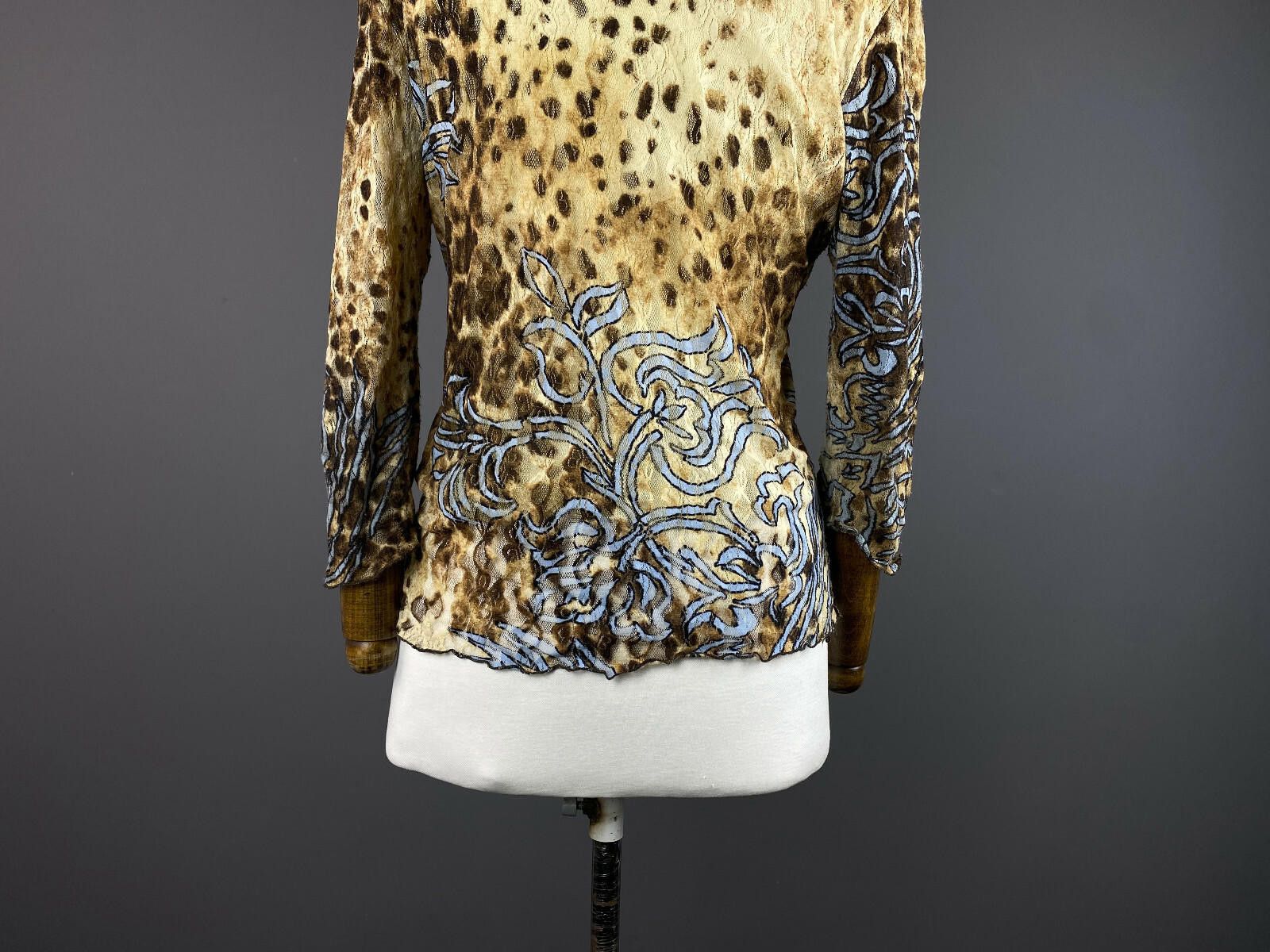 Designer Elisa Cavaletti Leopard Floral Print Nylon Shirt Size XL / 4 Size XL / US 12-14 / IT 48-50 - 8 Thumbnail