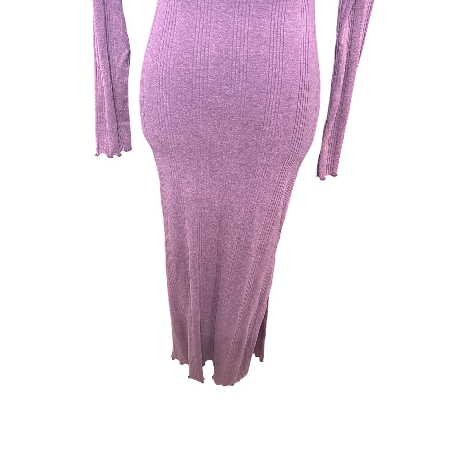 Treasure & Bond Treasure & Bond Midi Dress Bodycon Lettuce Edge Burgundy XXS Size XXS / US 00 / IT 34 - 4 Thumbnail