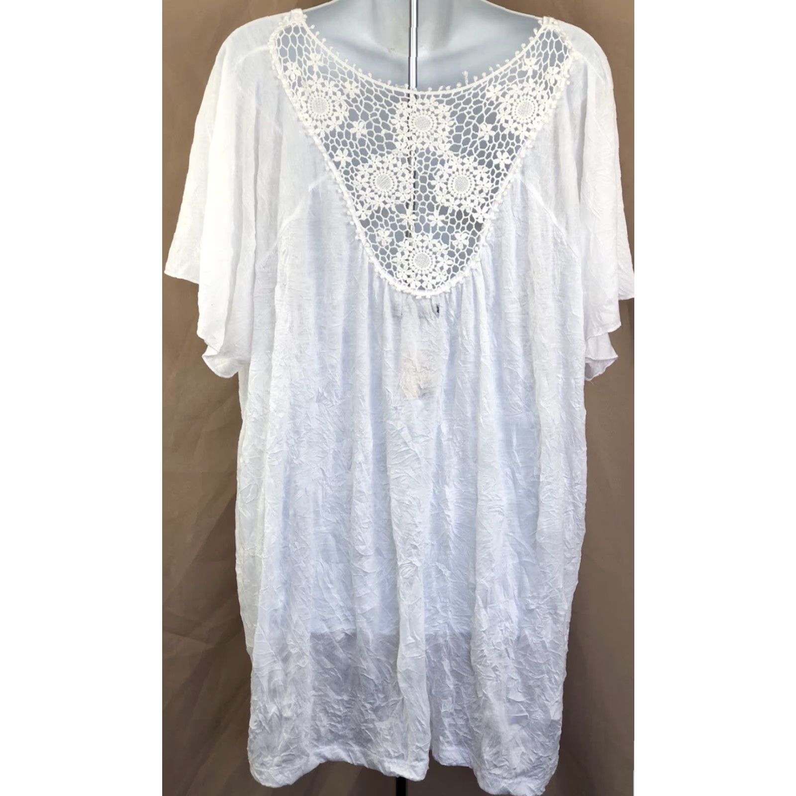 Faded Glory Faded Glory NWT Scrunch Tee White Lace Back Scoop Neck Short Sleeve Plus 28W Shirt Womens Size 4XL / US 24-26 - 4 Thumbnail