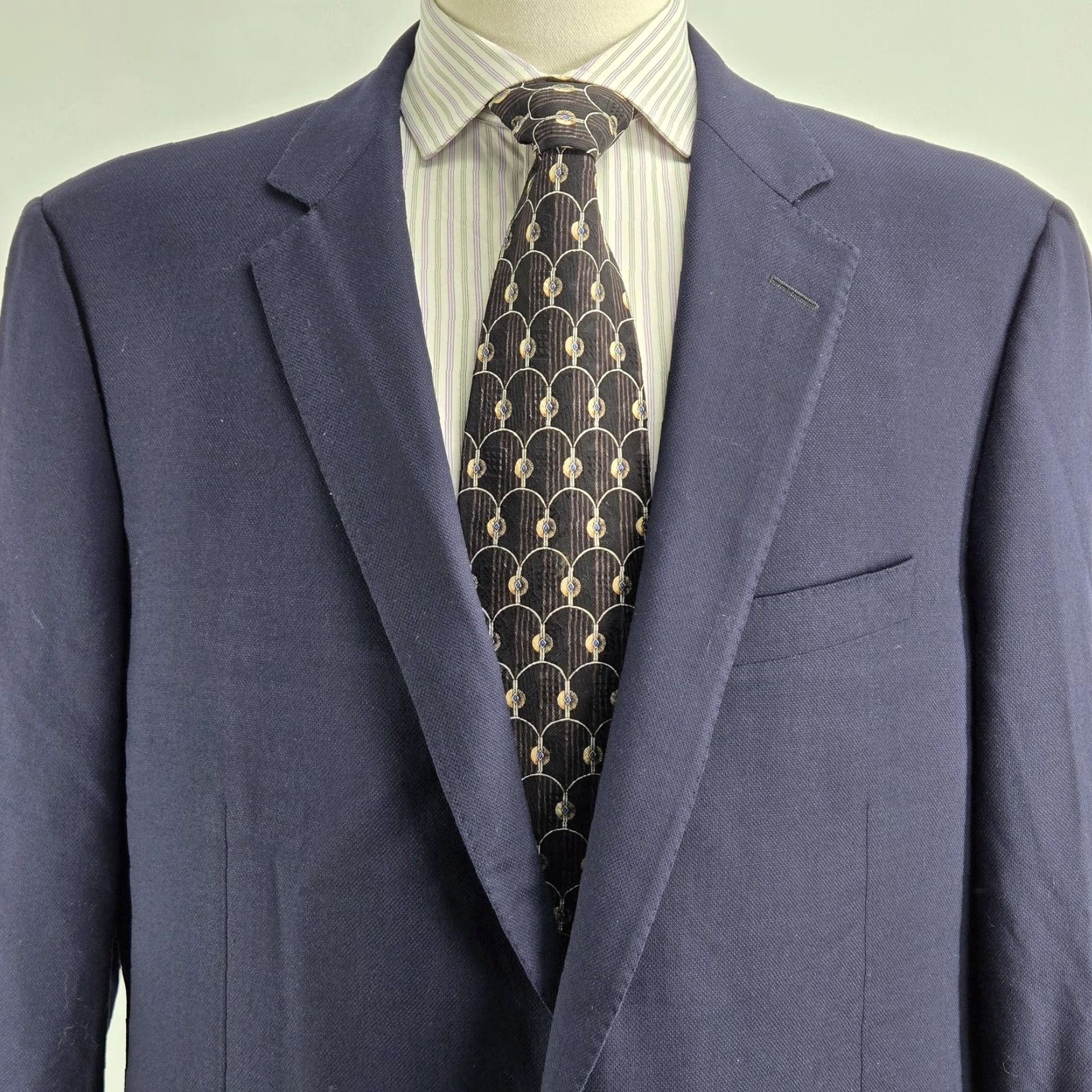 Vintage Samuelsohn 48 Blue Wool Suit Jacket Mens Single-Breasted 2 Button Classic Fit Size 48R - 3 Thumbnail