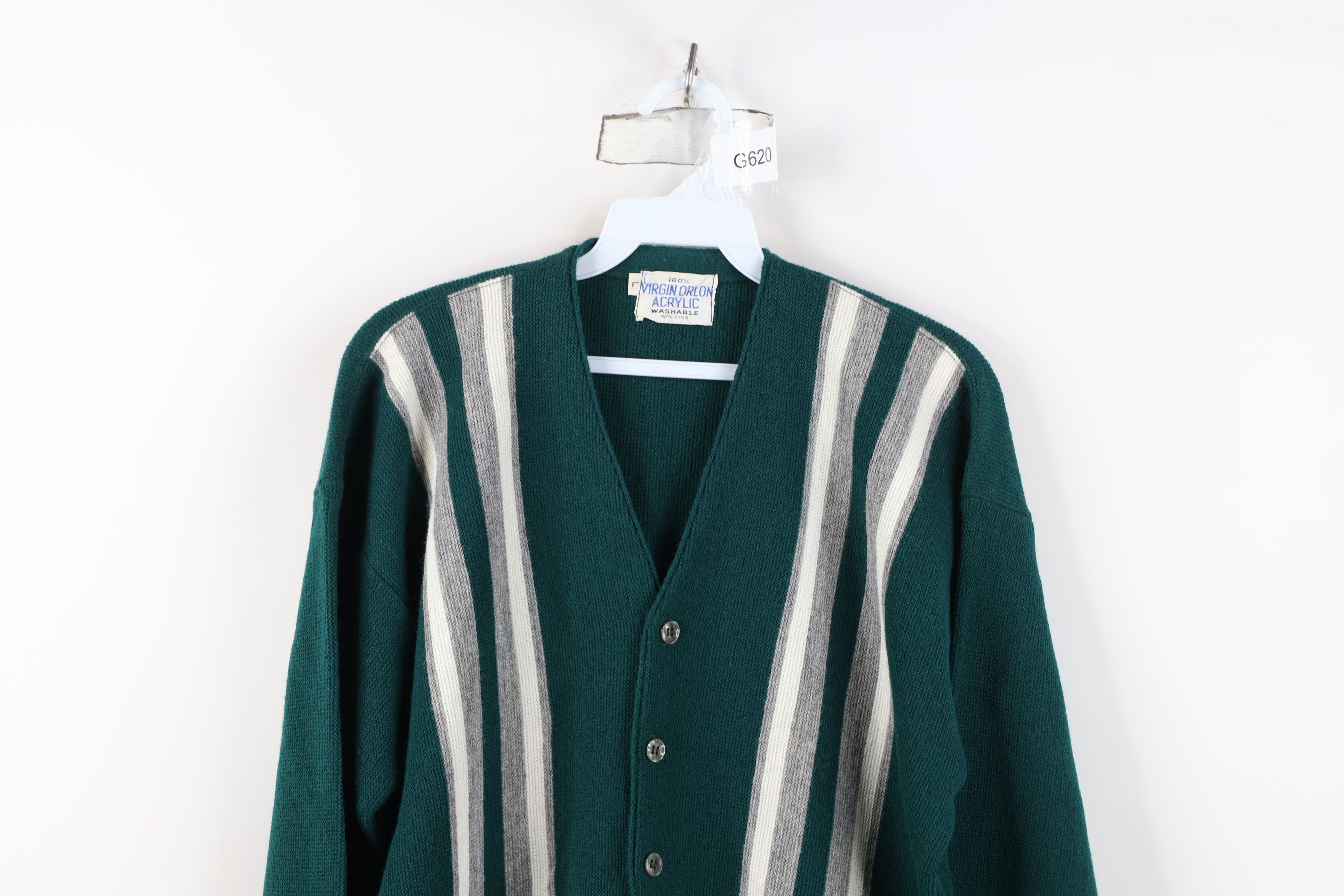 Vintage Vintage 50s 60s Streetwear Panel Knit Cardigan Sweater USA Size US L / EU 52-54 / 3 - 2 Thumbnail