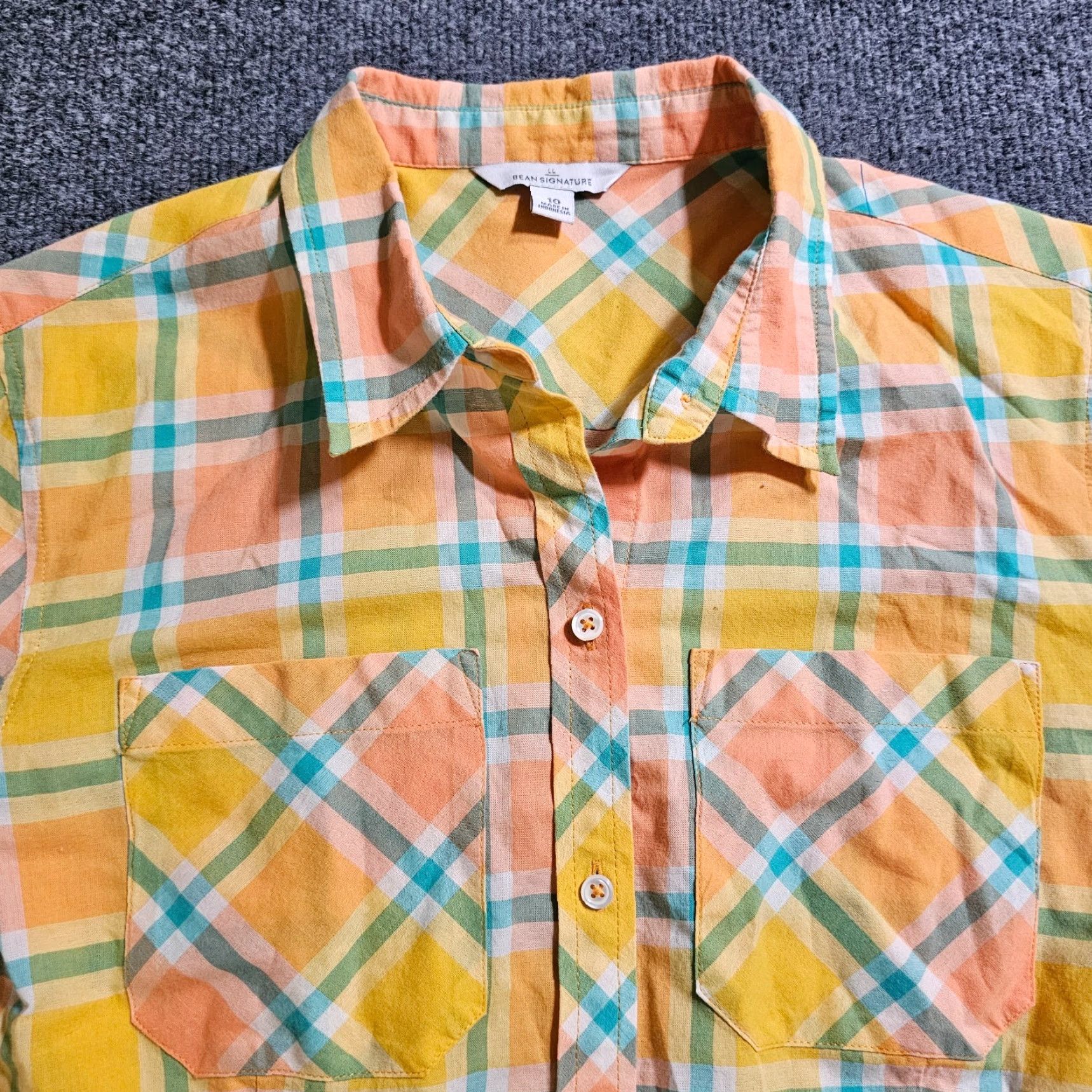 Vintage L.L. Bean Blouse Shirt Womens Size 10 Yellow Plaid Button Long Sleeve Casual Fall Winter Spring Ready to Ship Mens Womens Girls Boys Size L / US 10 / IT 46 - 2 Thumbnail