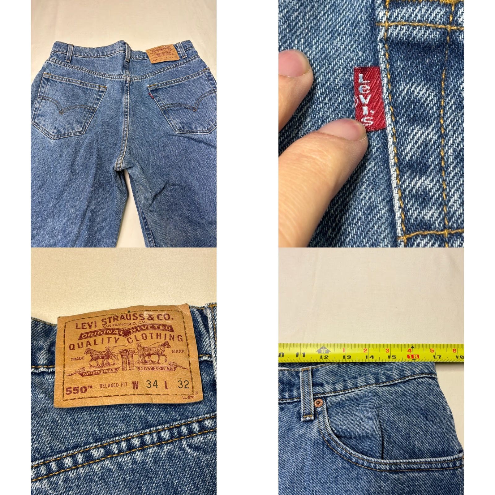 Levi's VINTAGE Levi's 550 Relaxed Fit Jeans Blue Denim W34 L30 Distressed Raw Hem Jeans Men 34 550 Distressed Raw Hem 90s Vintage Levis 600 Series Size US 34 / EU 50 - 8 Thumbnail