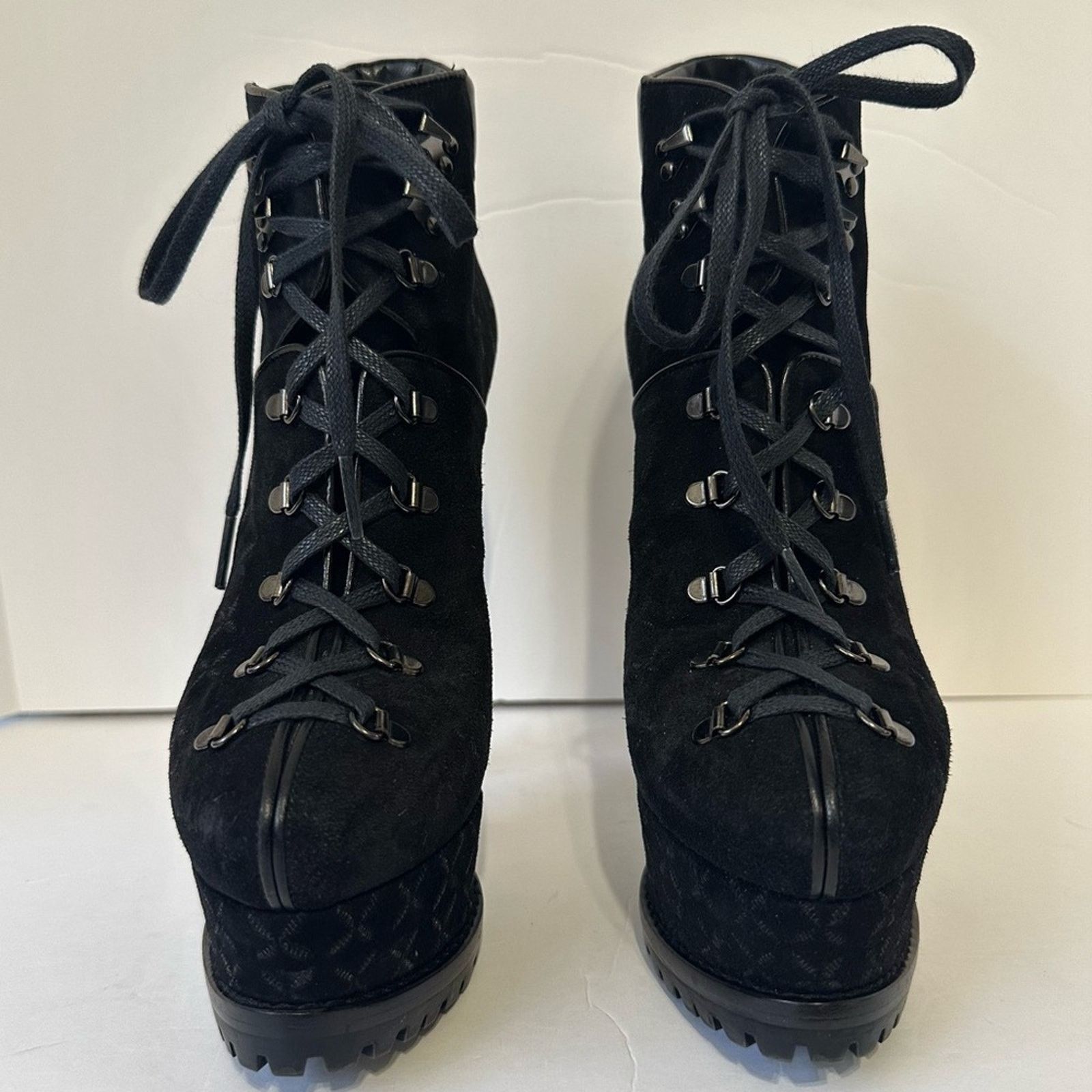 Alaia Suede Embroidery 2X Platform Hiker Boots Black EU 38.5 Size US 8.5 / IT 38.5 - 3 Thumbnail