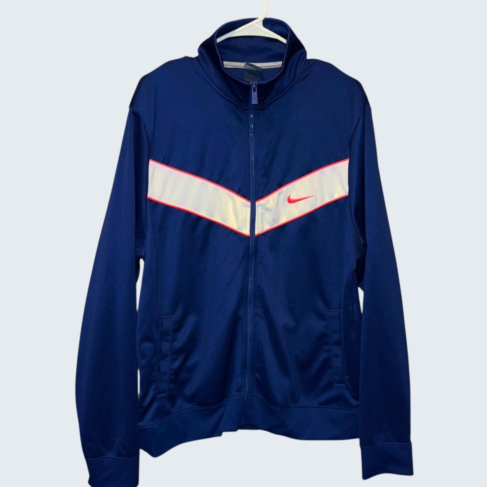 Nike Nike Womens Track Jacket XL Blue White Chevron Full Zip Size XL / US 12-14 / IT 48-50 - 1 Thumbnail