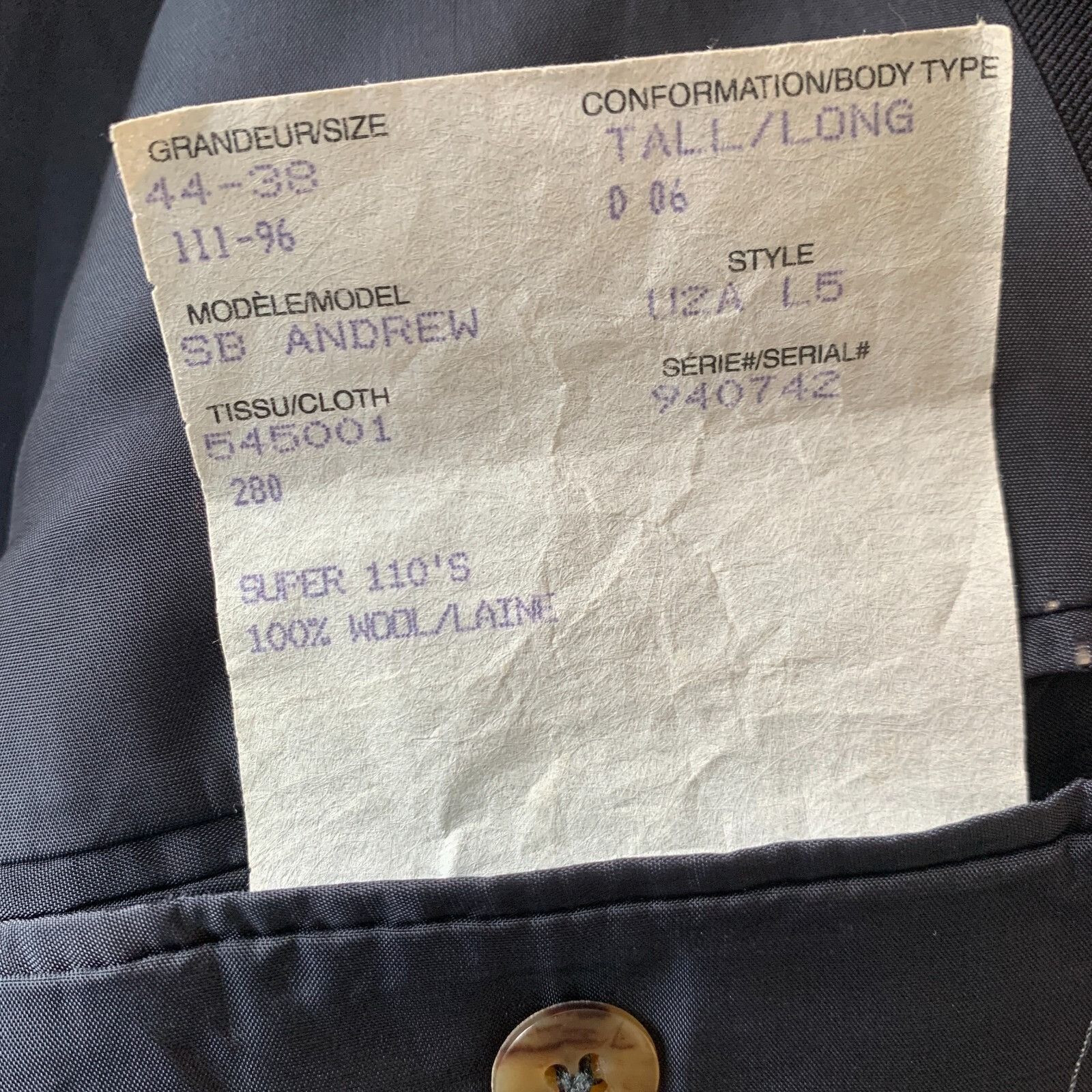 Samuelsohn SAMUELSOHN - 44L TALL- Loro Piana Wool ‘Super 110's’ Sport C Size 44L - 15 Thumbnail