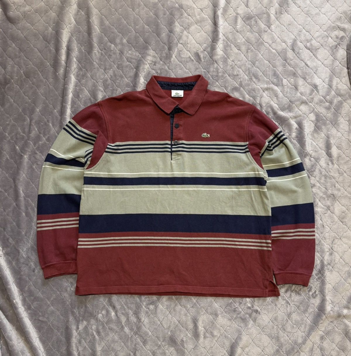 Lacoste × Vintage Vintage y2k Lacoste Long Sleeve Polo Size US XL / EU 56 / 4 - 1 Thumbnail