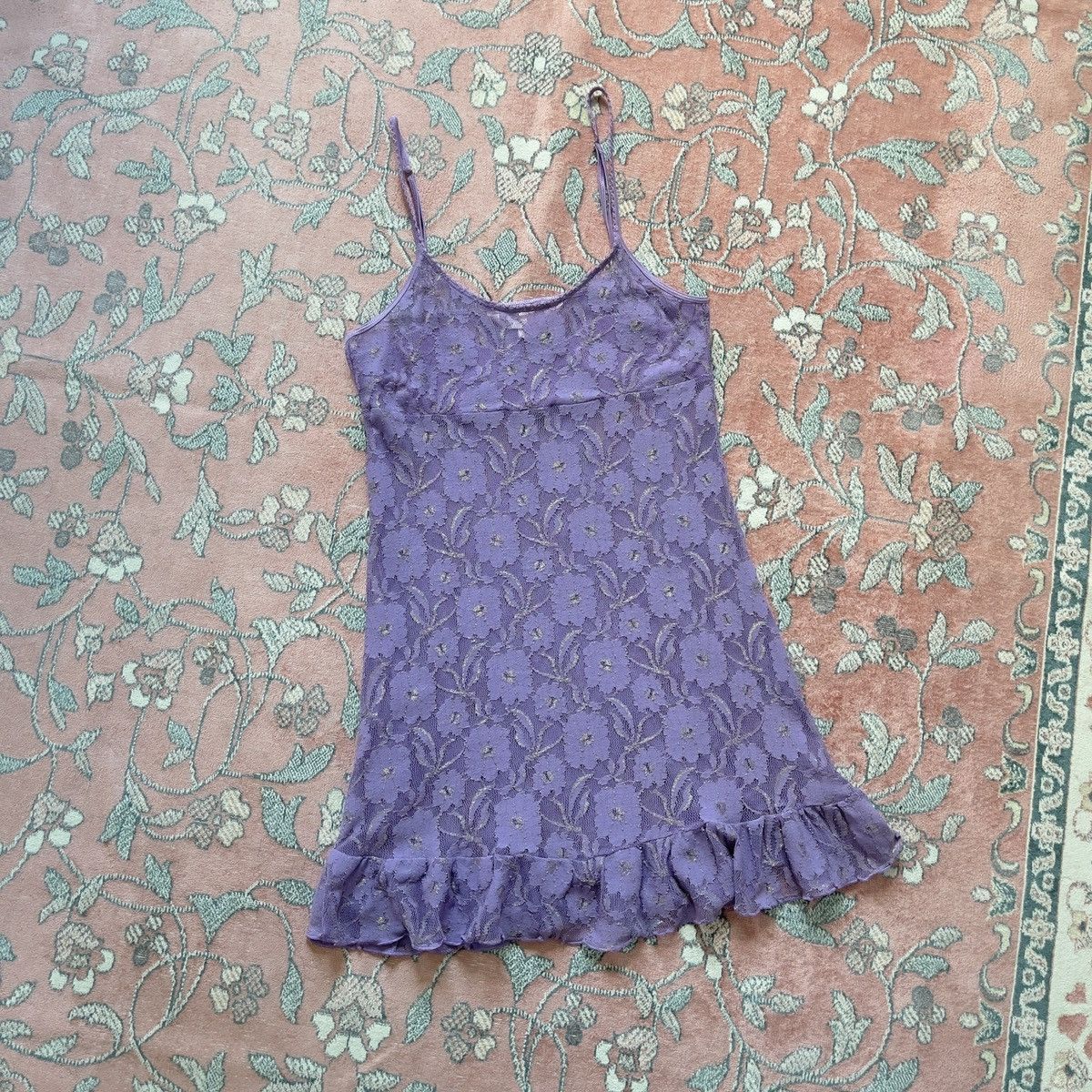 Victoria's Secret VS Purple Floral Mesh Sheer Mini Dress (S-M) Size M / US 6-8 / IT 42-44 - 5 Thumbnail
