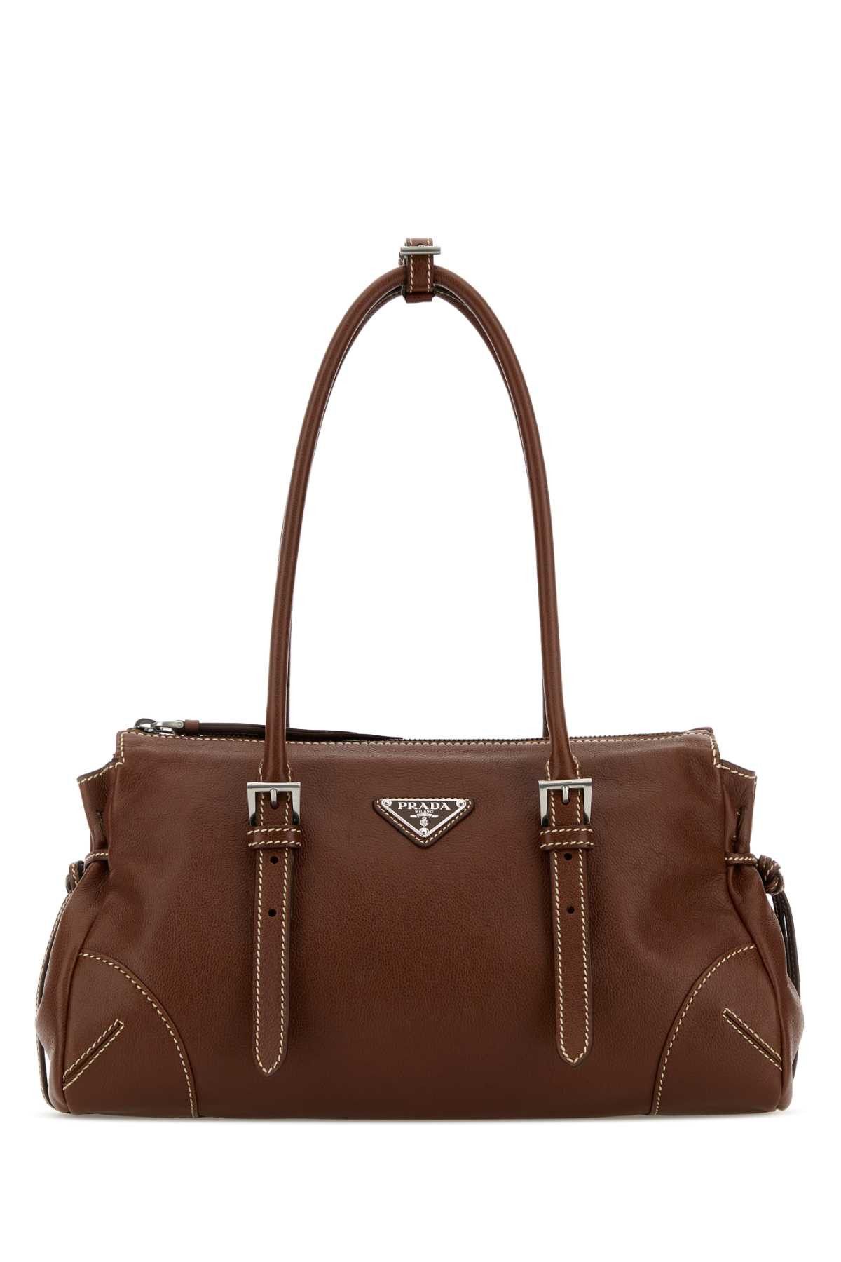 Prada Chocolate Leather Medium Prada Bonnie Shoulder Bag Size ONE SIZE - 1 Thumbnail
