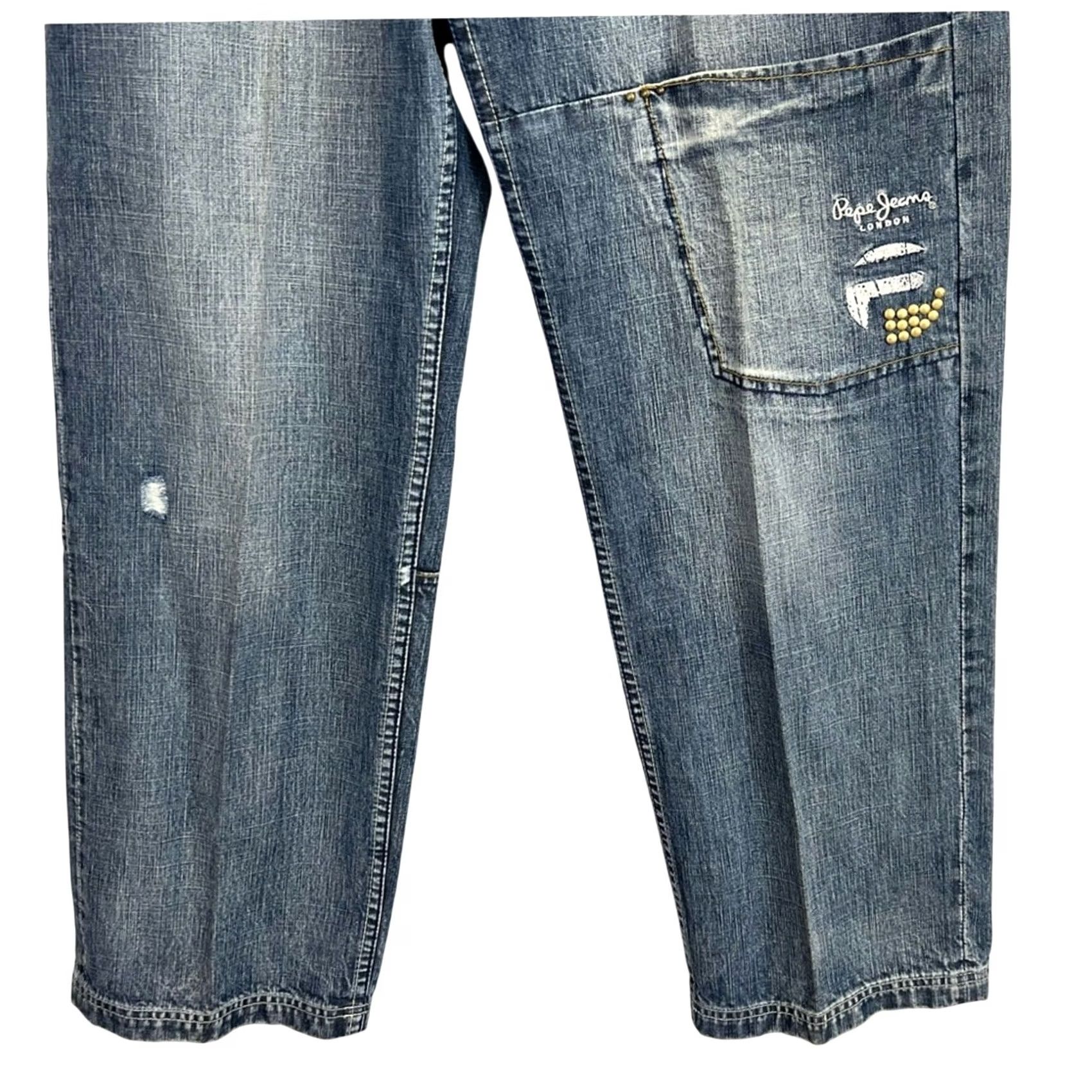 Pepe Jeans VINTAGE Pepe Jeans London Men's 32x32 Beaded Embroidered Baggy 90’s RARE Size US 32 / EU 48 - 5 Thumbnail