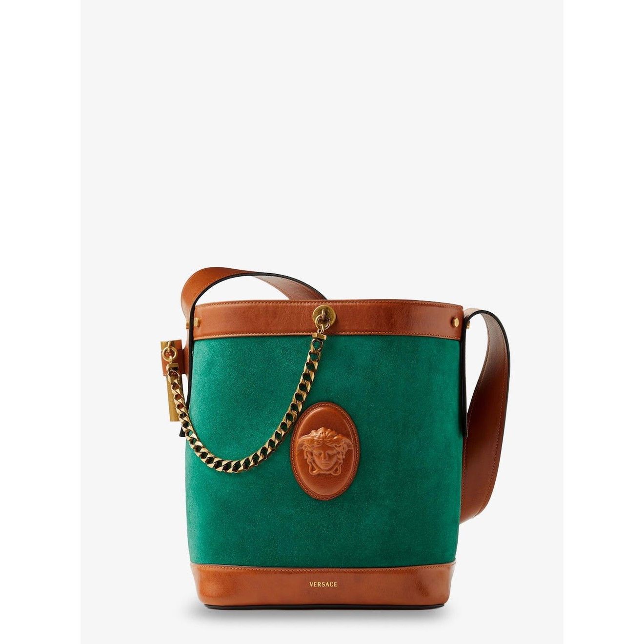 Versace VERSACE Pivot Small Green Suede Bucket Bag New & Authentic Size ONE SIZE - 1 Thumbnail