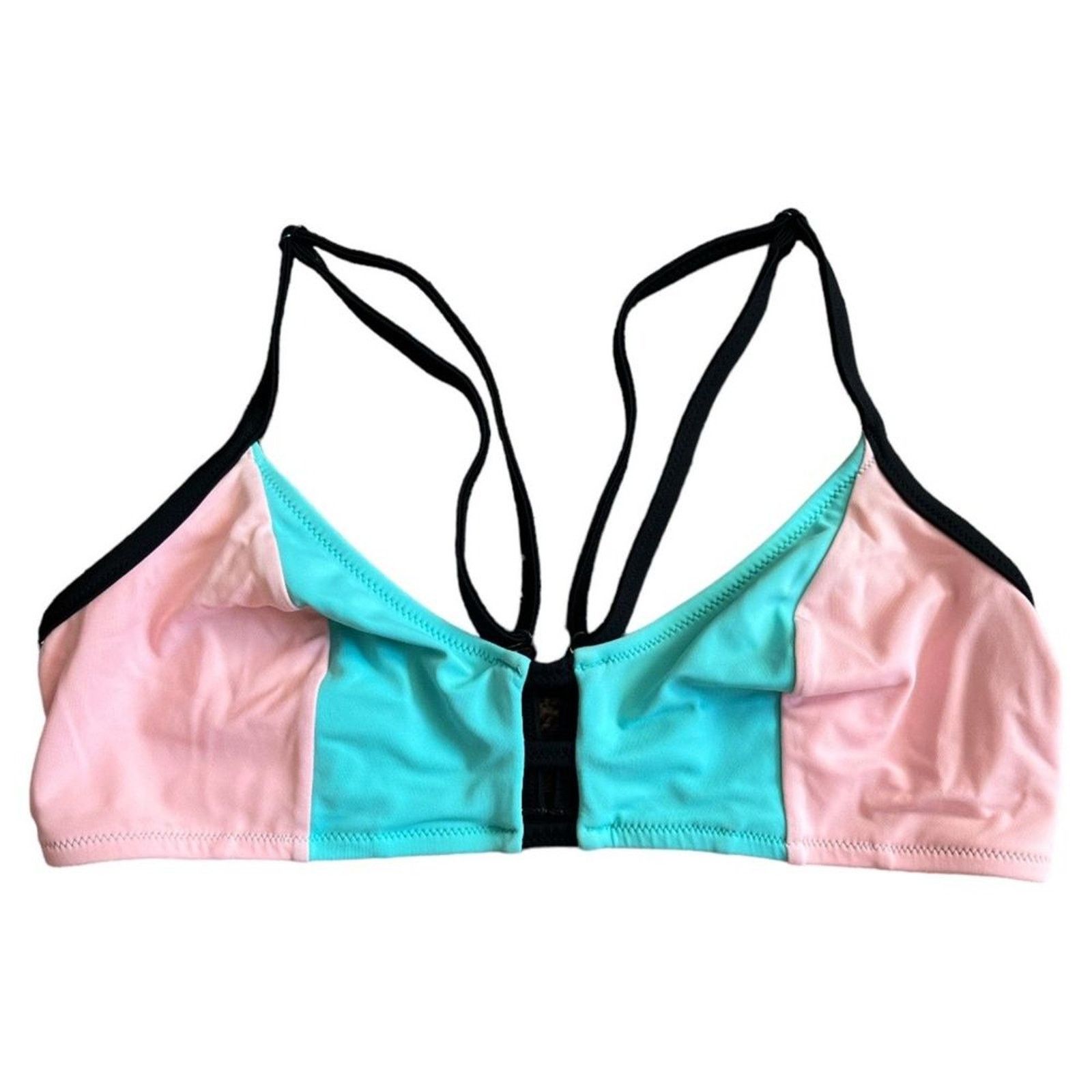 Victoria's Secret VICTORIA'S SECRET PINK Pink/Green Color Block Swim Top, L Size ONE SIZE - 2 Thumbnail