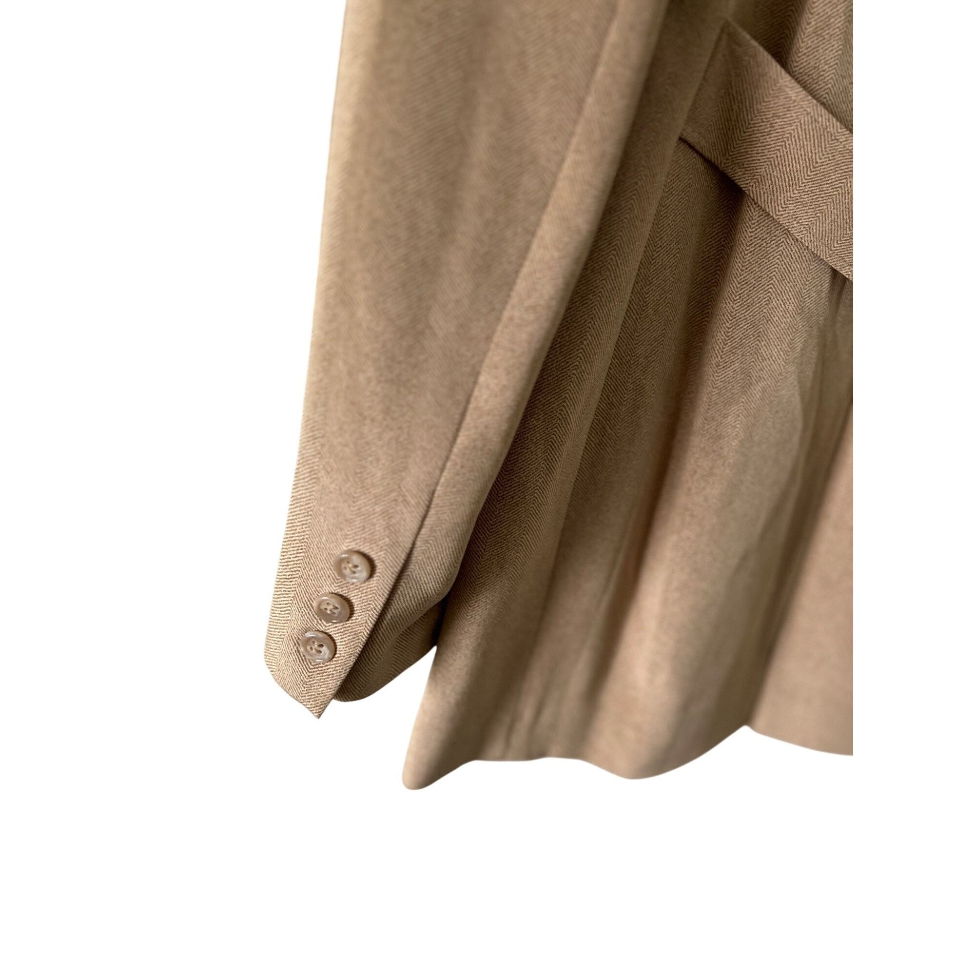 Anne Klein Anne Klein Womens Tan Herringbone Blazer With Button Front P Size S / US 4 / IT 40 - 2 Thumbnail