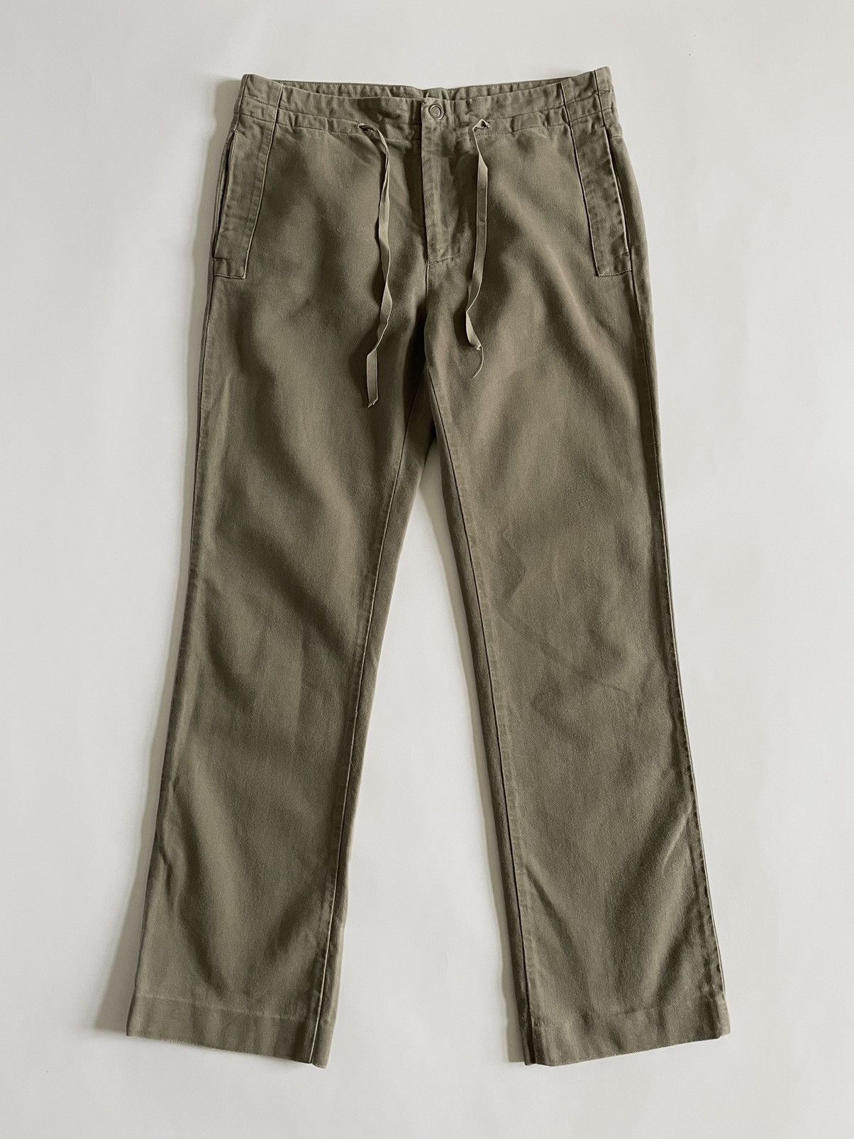 image of Maison Margiela Martin Margiela Fw05 Drawstring Military Pants in Olive, Men's (Size 30)