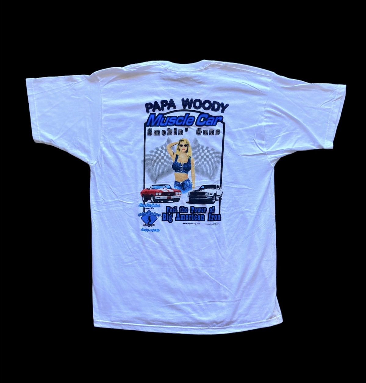 Fruit Of The Loom × Vintage Vintage Deadstock 1998 Pappa Woodys condoms Muscle Car tee Size US XL / EU 56 / 4 - 4 Thumbnail