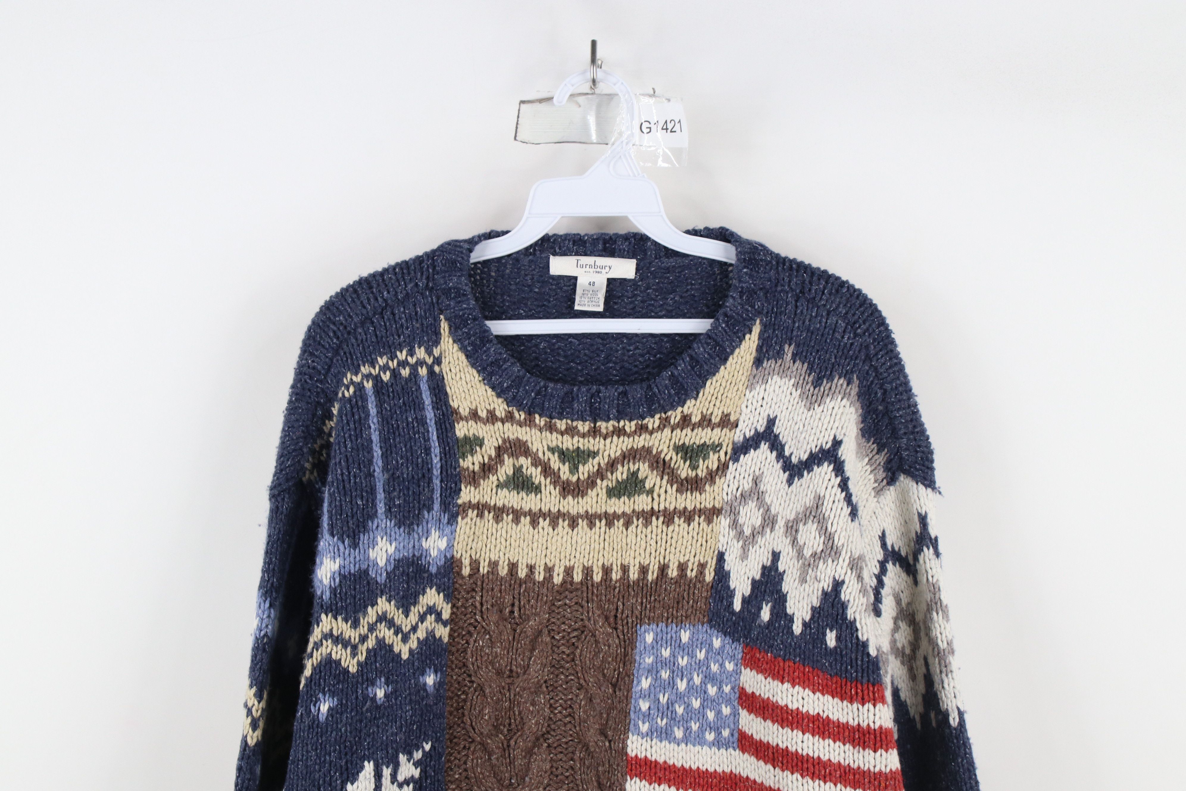Vintage Vintage 90s Streetwear Patchwork Fair Isle Flag Knit Sweater Size US XXL / EU 58 / 5 - 2 Thumbnail
