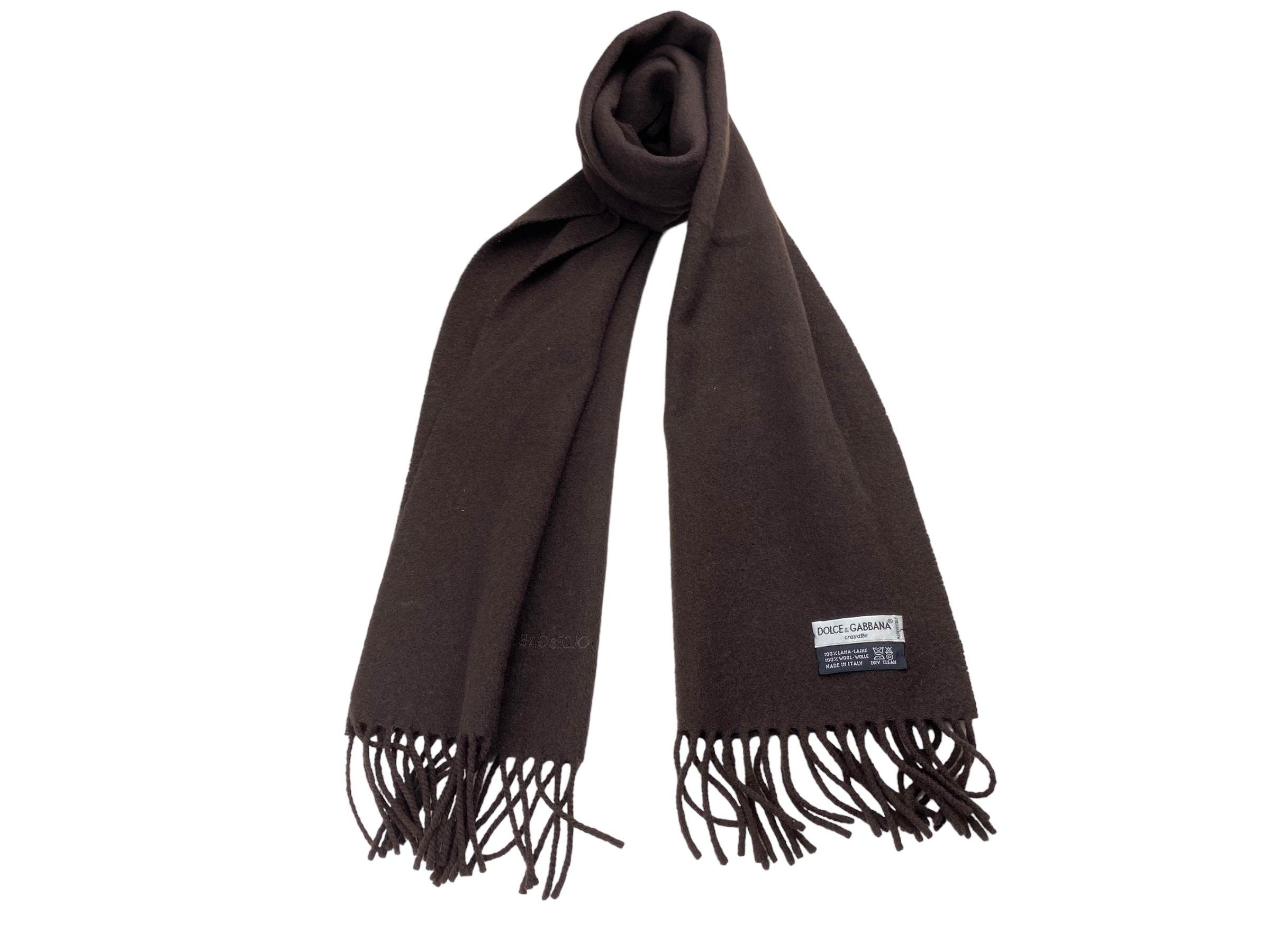 Dolce & Gabbana × Vintage Dolce&Gabbana Vintage Lambswool Scarf Dark Brown Winter Size ONE SIZE - 1 Thumbnail