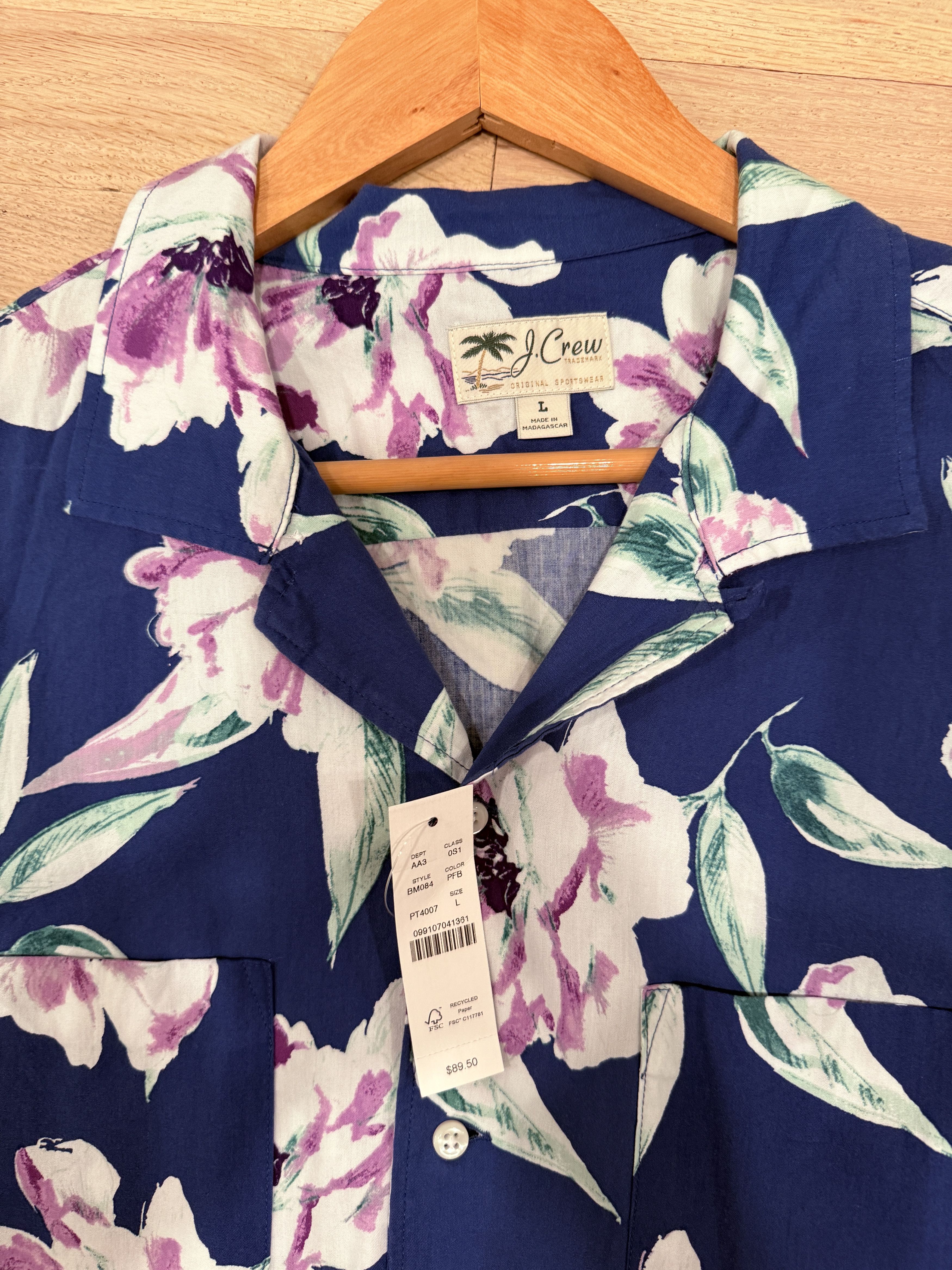 J.Crew NWT J.Crew Short Sleeve Hawaiian Floral Shirt Size US L / EU 52-54 / 3 - 4 Thumbnail