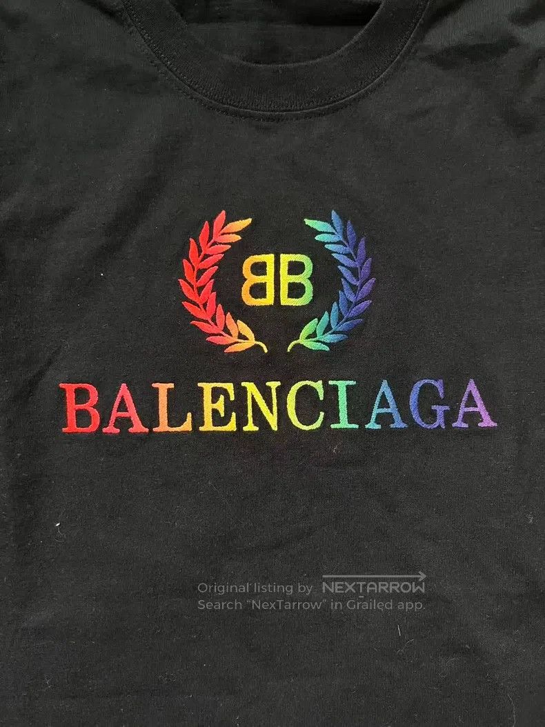 Balenciaga Balenciaga Rainbow Gradient Logo Round Neck Short Sleeve T Size XS / US 0-2 / IT 36-38 - 3 Thumbnail