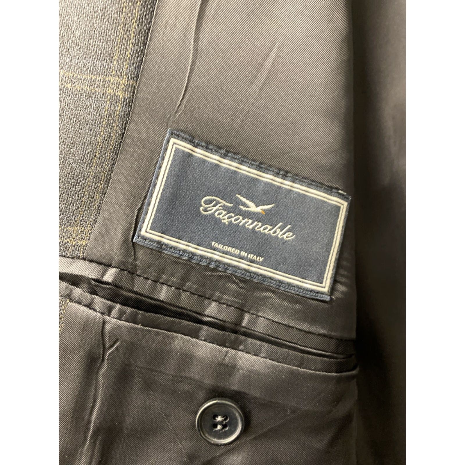 Faconnable Façonnable Windowpane Plaid Sport Coat Blazer 46R Wool Dark Gray /97-81 FACONNABLE Windowpane Plaid Sport Coat Blazer 46R Wool Gray Dark 97-81 Size 46R - 6 Thumbnail