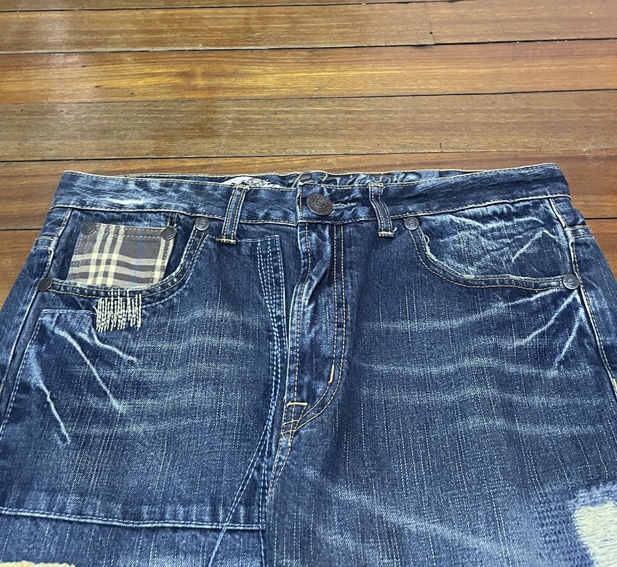 Japanese Brand Rare Design Vintage Brand Big Train Patchwork Jeans 1990s Size US 35 - 3 Thumbnail