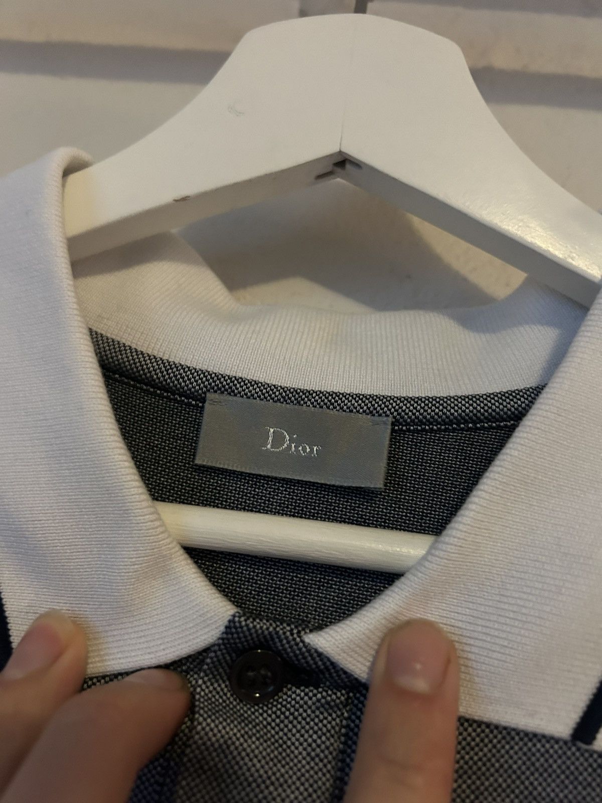 Dior Dior Silver Gray Polo Shirt with White Trim - Size L Size US L / EU 52-54 / 3 - 6 Thumbnail