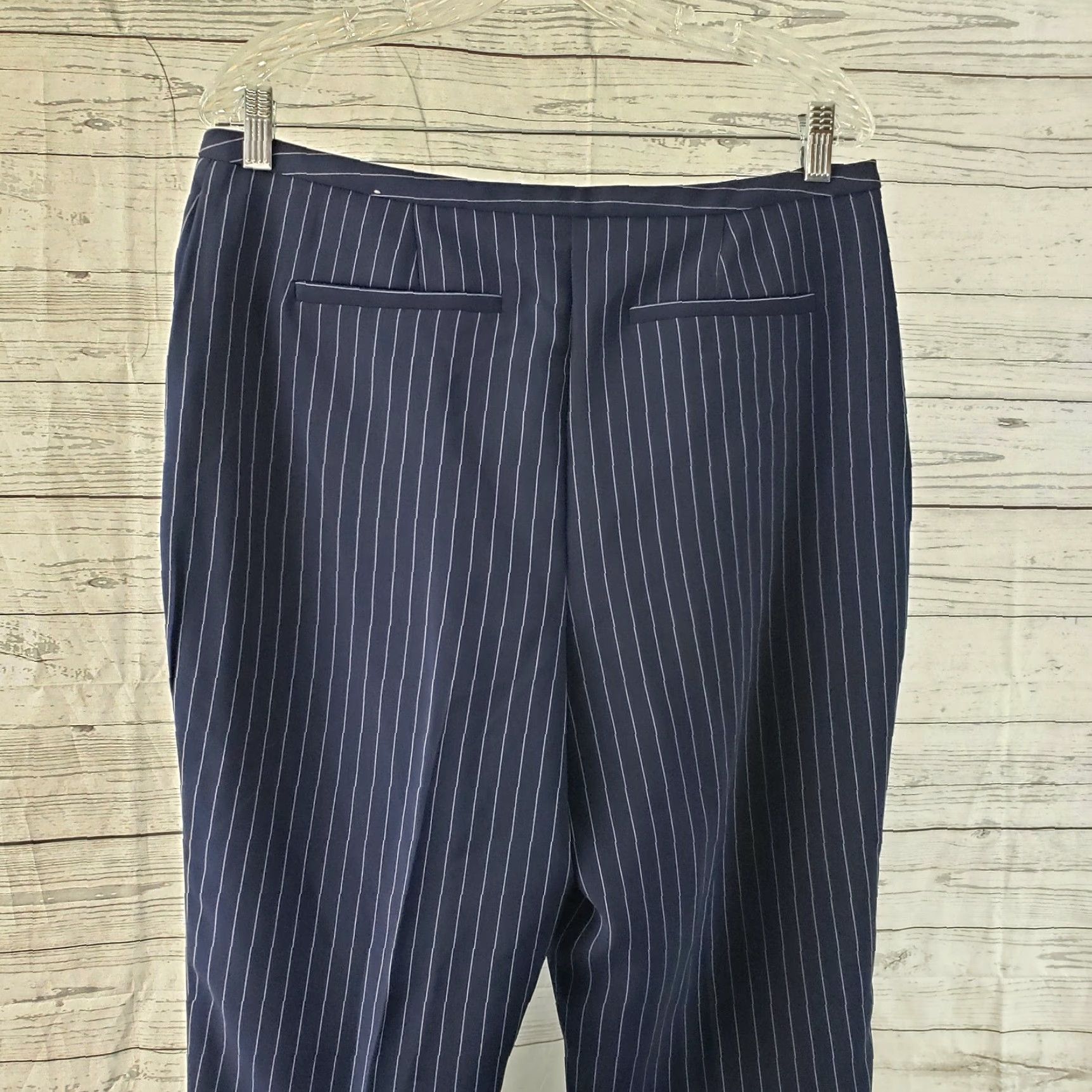 Vintage Chico's Womens Ankle Pants Sz 10 Blue White Striped High Rise Size 32" / US 10 / IT 46 - 5 Thumbnail