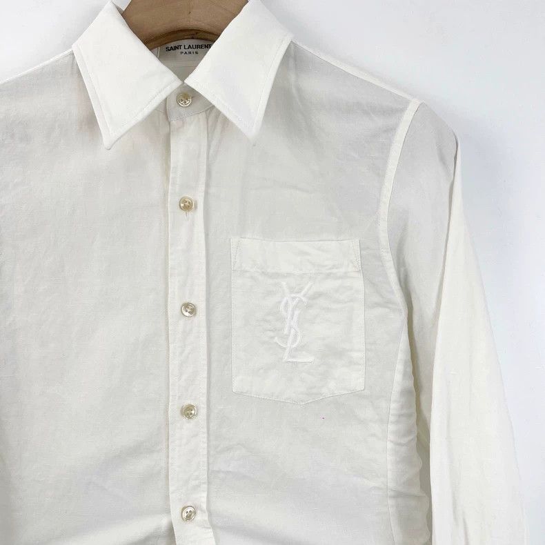 Saint Laurent Paris Saint Laurent ParisEmbroidered logo shirt with pocket shir Size XXS / US 00 / IT 34 - 6 Thumbnail