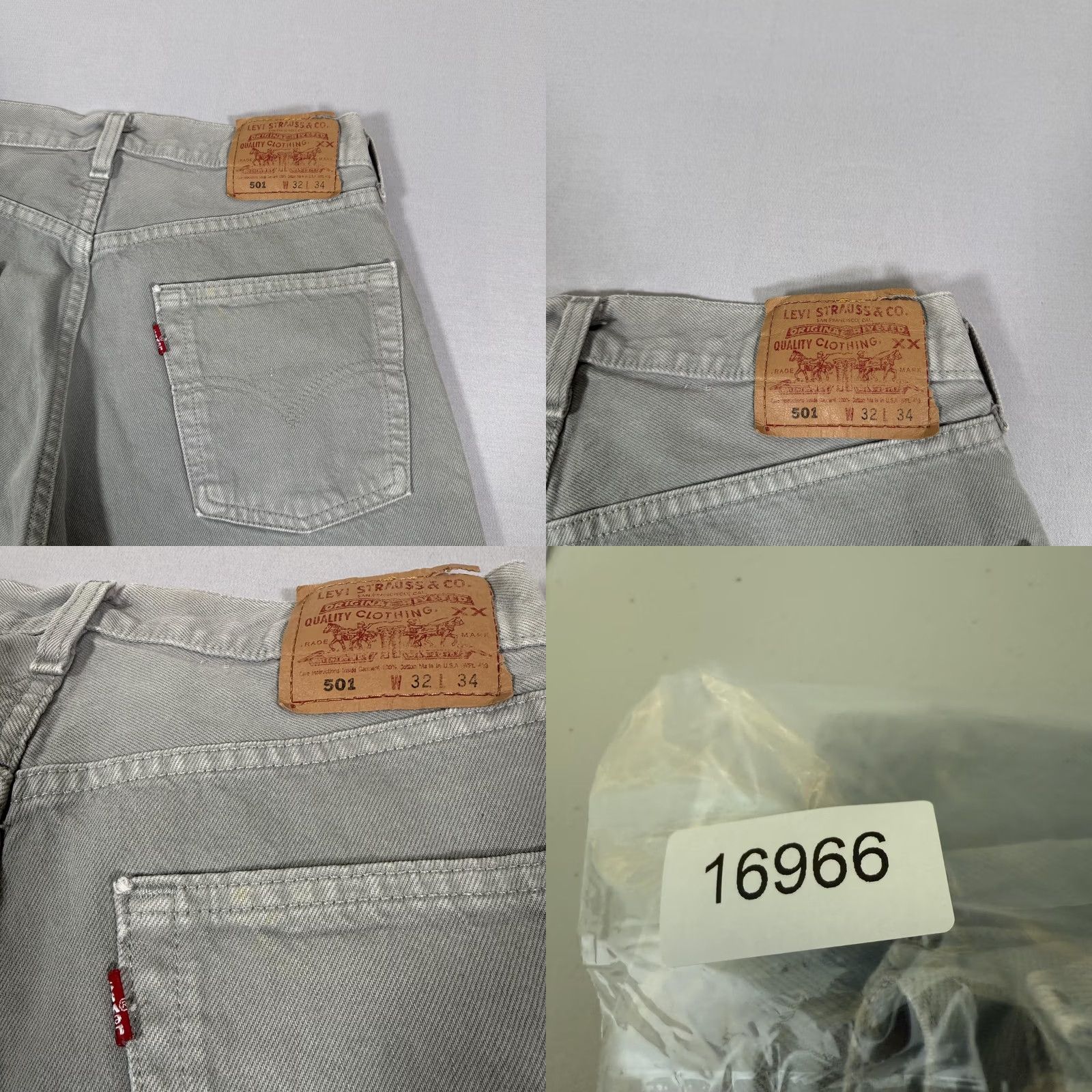 Levi's VINTAGE Levi's 501 Jeans Mens 32x34 Gray Light Wash Natural Denim Straight Classic 90s Boys Womens Size US 32 / EU 48 - 10 Thumbnail
