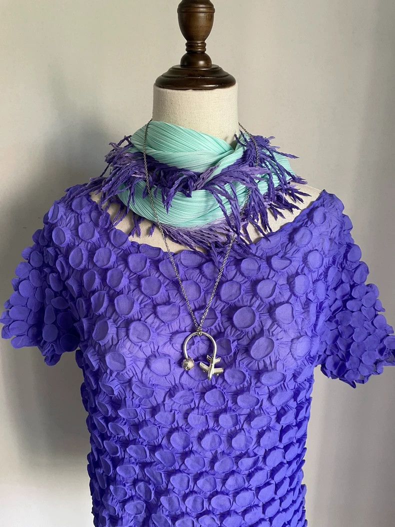 Issey Miyake Issey Miyake size:2 Purple puffed short-sleeved shirt Size M / US 6-8 / IT 42-44 - 1 Thumbnail