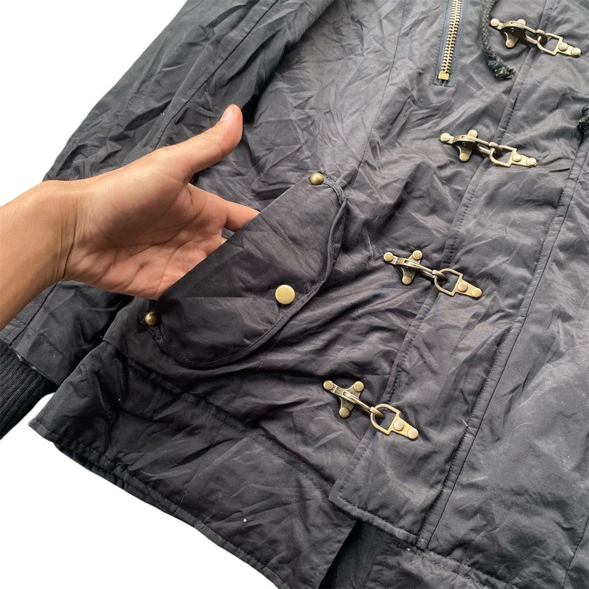 If Six Was Nine Round Trip Bondage Studded Jacket w/ Fur Hoodie Size US L / EU 52-54 / 3 - 14 Thumbnail