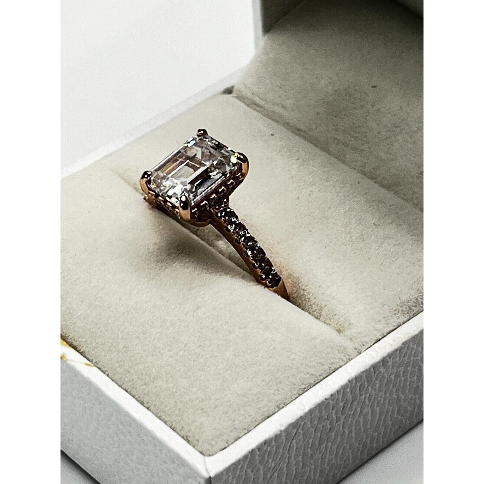 The Unbranded Brand Sterling .925 Emerald Cut CZ Diamond Engagement Ring W Size ONE SIZE - 2 Thumbnail