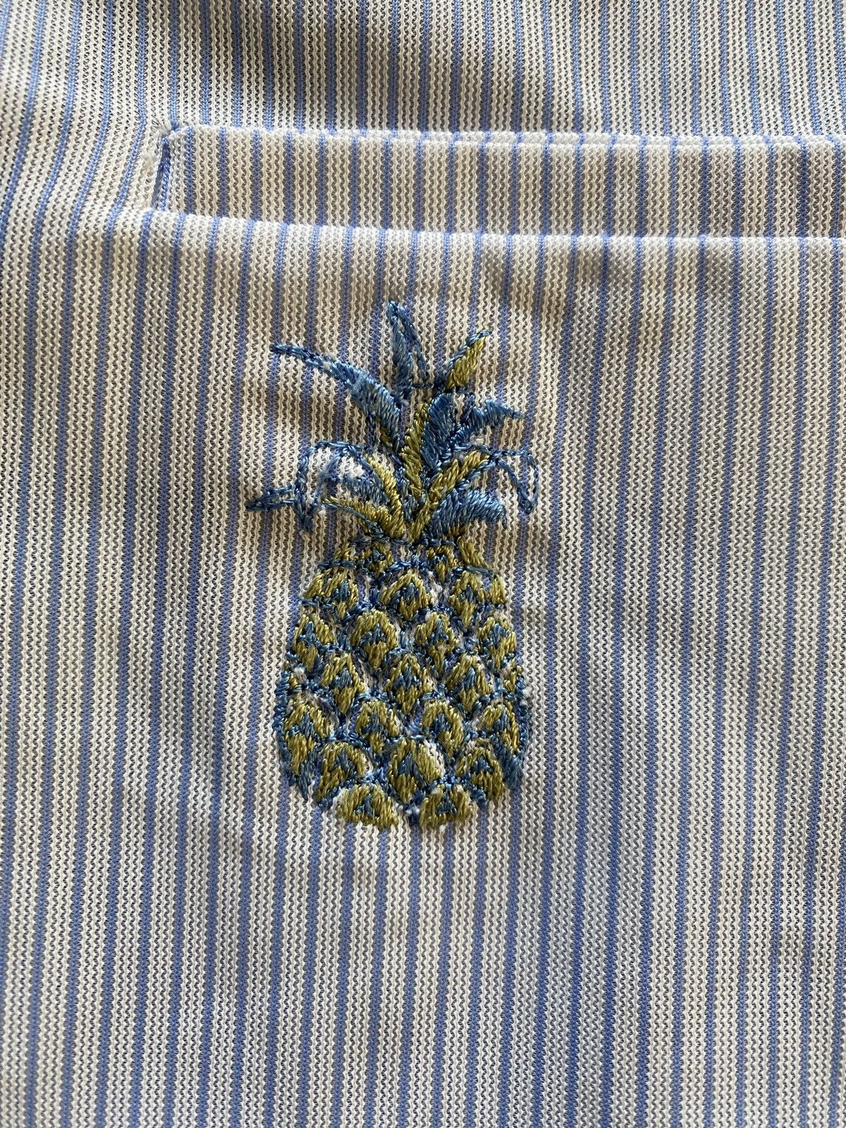 Vintage Vintage 50’s Andrade Pinstripe Pineapple Embroidery Hawaiian Size US M / EU 48-50 / 2 - 3 Thumbnail