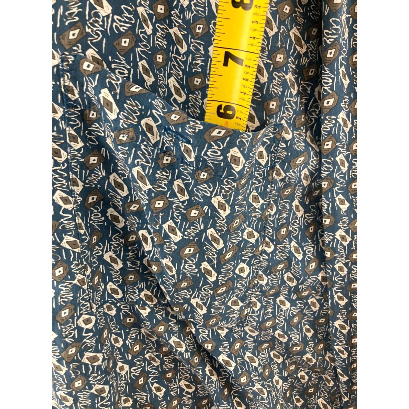 Vintage Bruno Button-Up Shirt Mens XL Blue Geometric Long Sleeve Silk Designer Size US XL / EU 56 / 4 - 2 Thumbnail