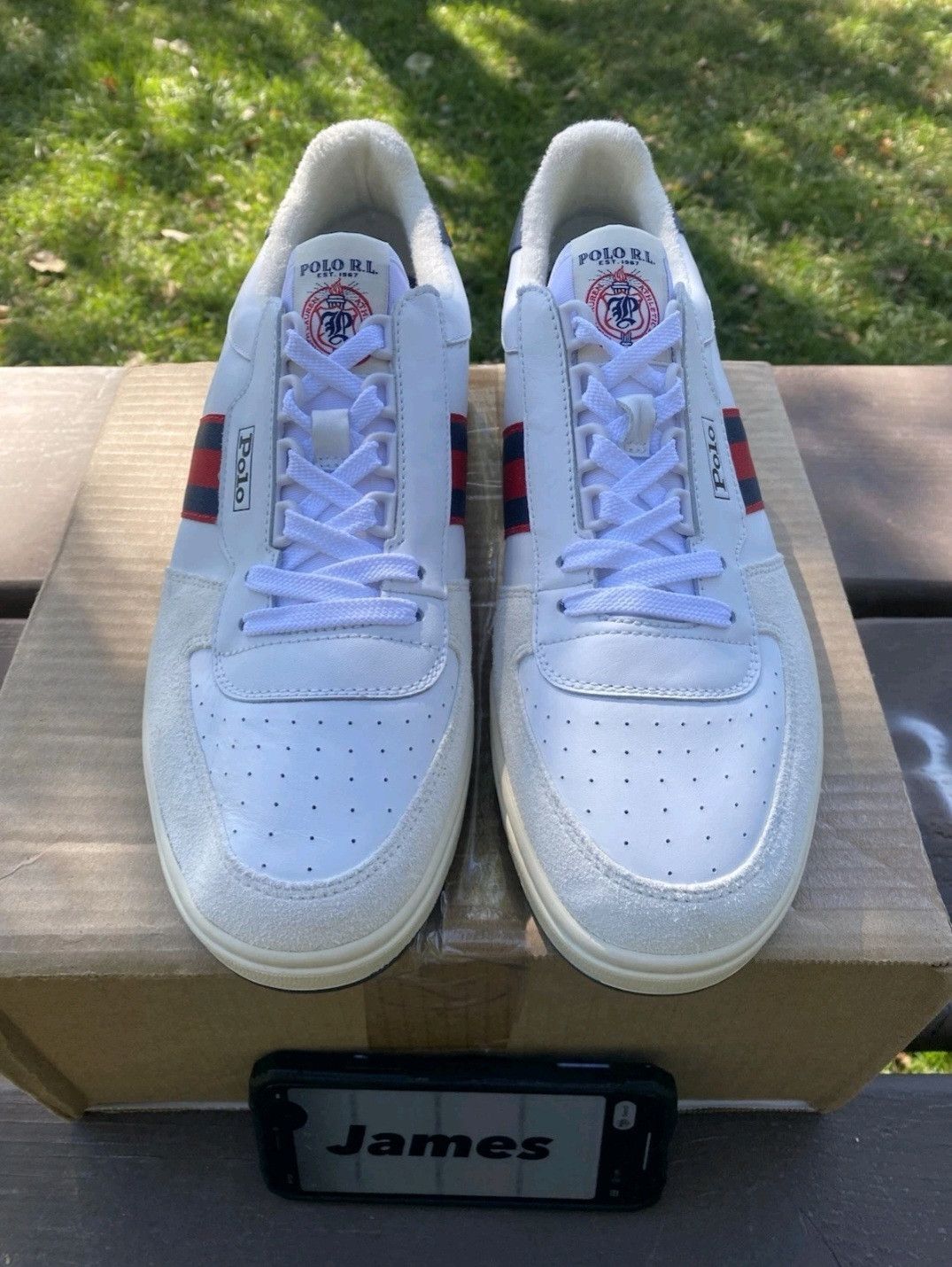 Ralph Lauren Ralph Lauren Polo Court Sneakers White Navy Red Retro 004 Size US 11.5 / EU 44-45 - 3 Thumbnail