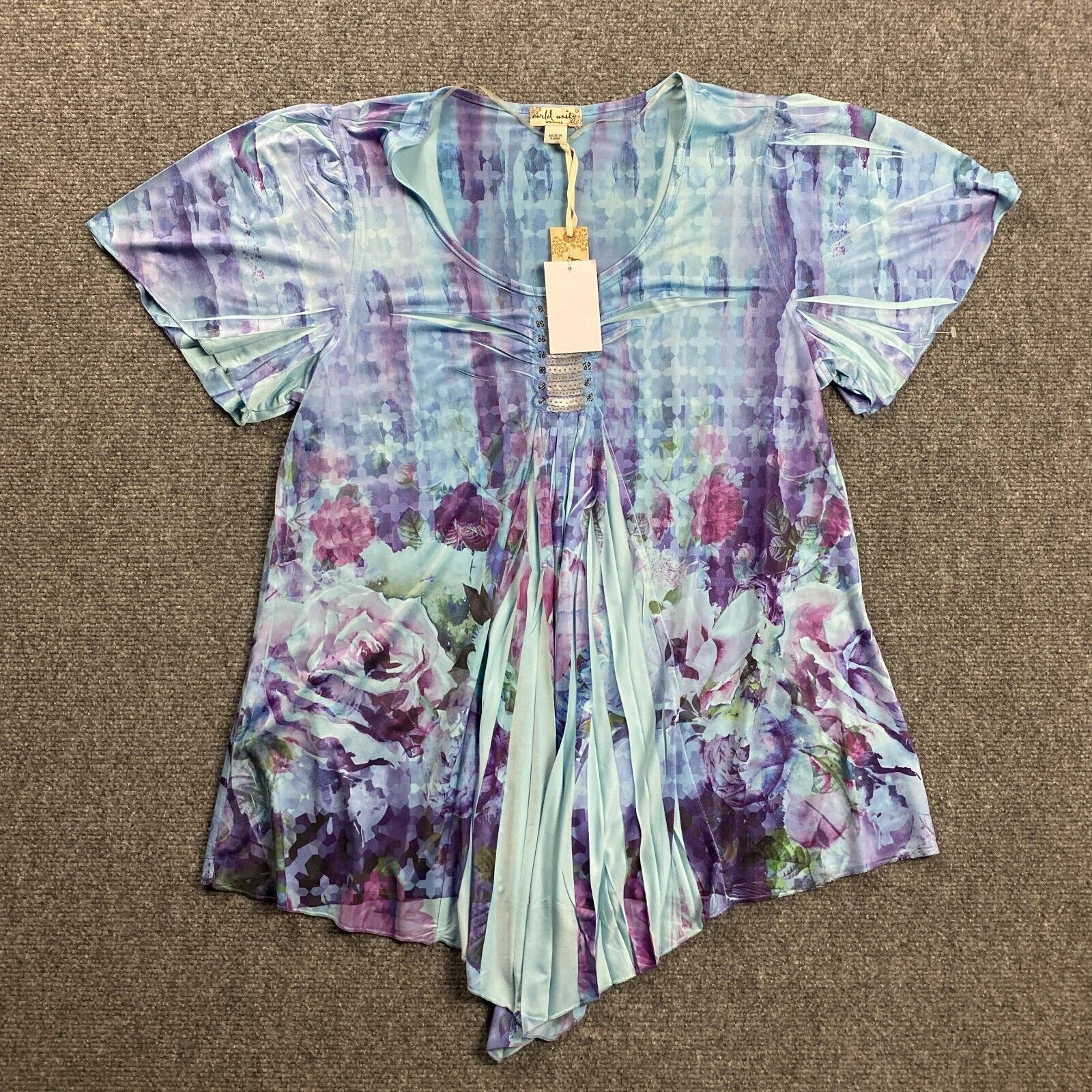 Other World Unity Top Women's 0X Floral Casual Polyester Blend NWT Size XS / US 0-2 / IT 36-38 - 1 Thumbnail