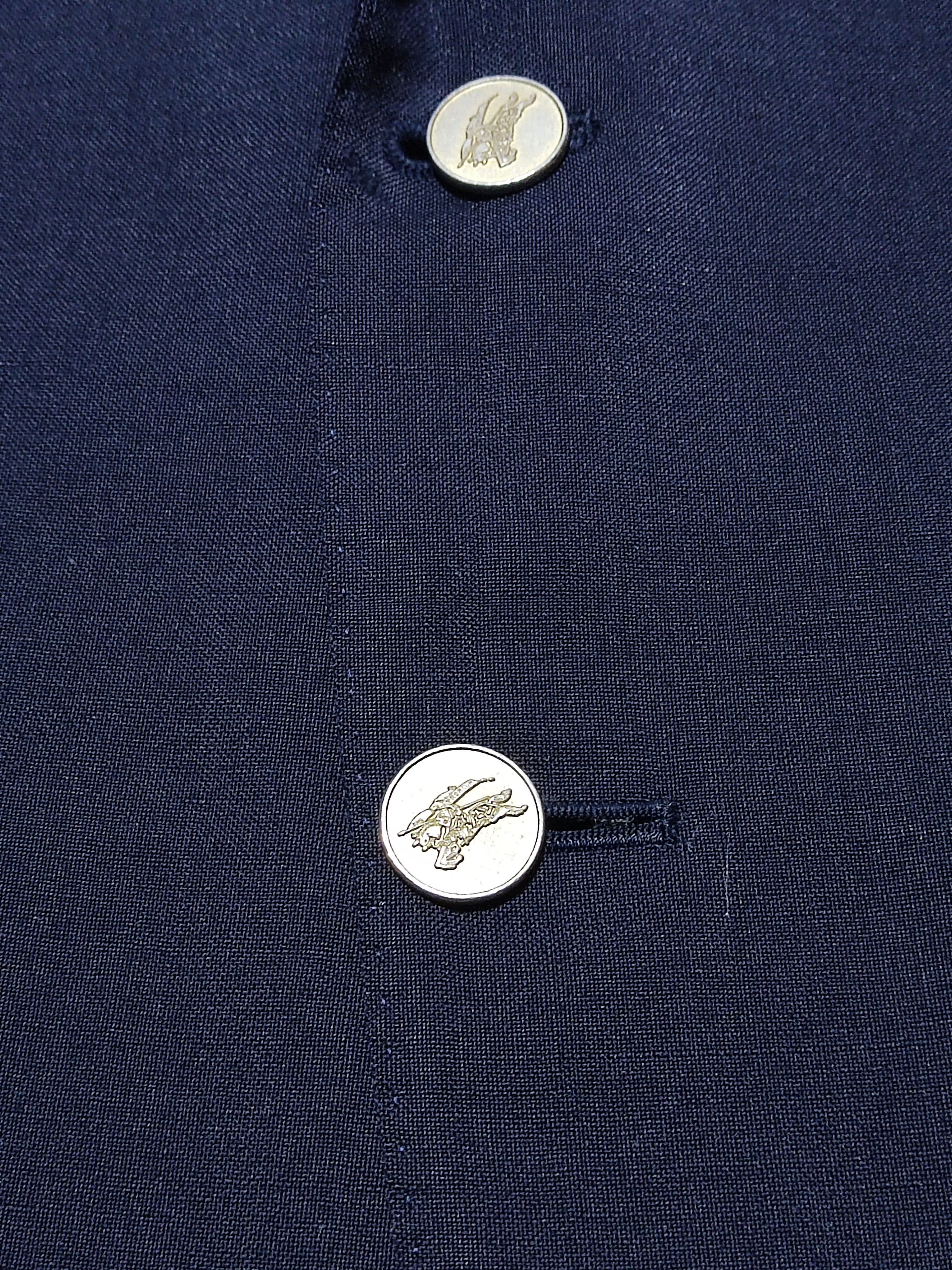 Burberry Prorsum Vintage Burberrys Wool-Mohair Navy Blazer Gold Knight Button Size 40S - 4 Thumbnail