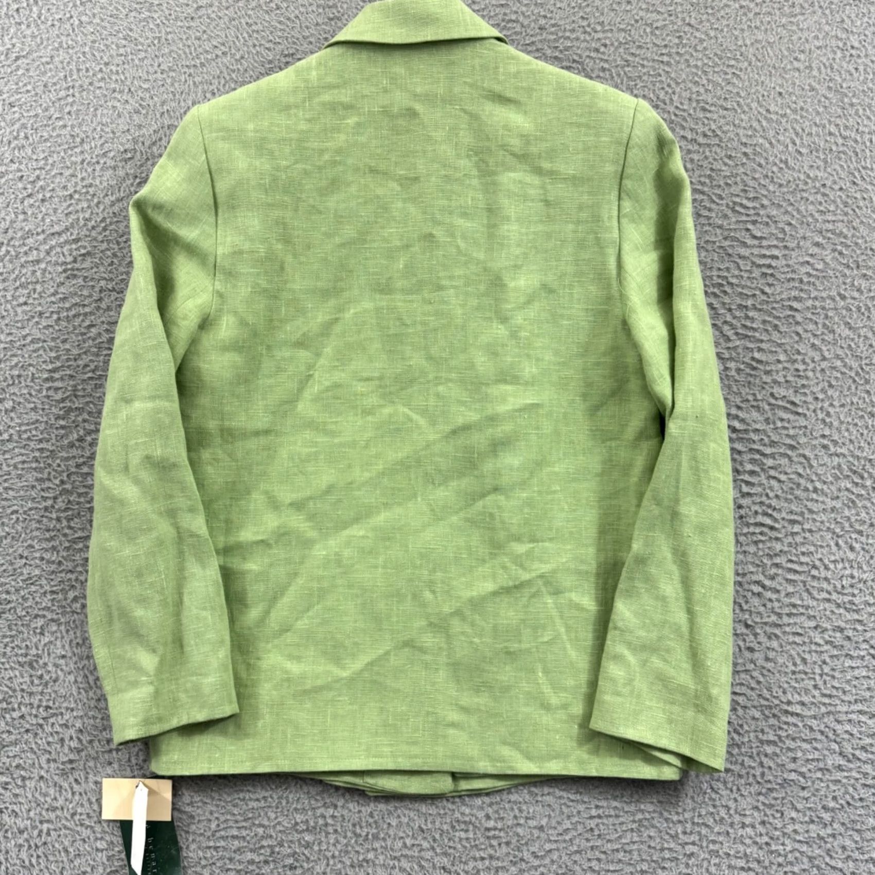 Vintage Harve Benard Blazer Womens 6 Green Linen Open Front Jacket Business Casual Formal NWT Vintage Mid-Length Long Sleeve Green Mens Womens Boys Girls Size M / US 6-8 / IT 42-44 - 7 Thumbnail